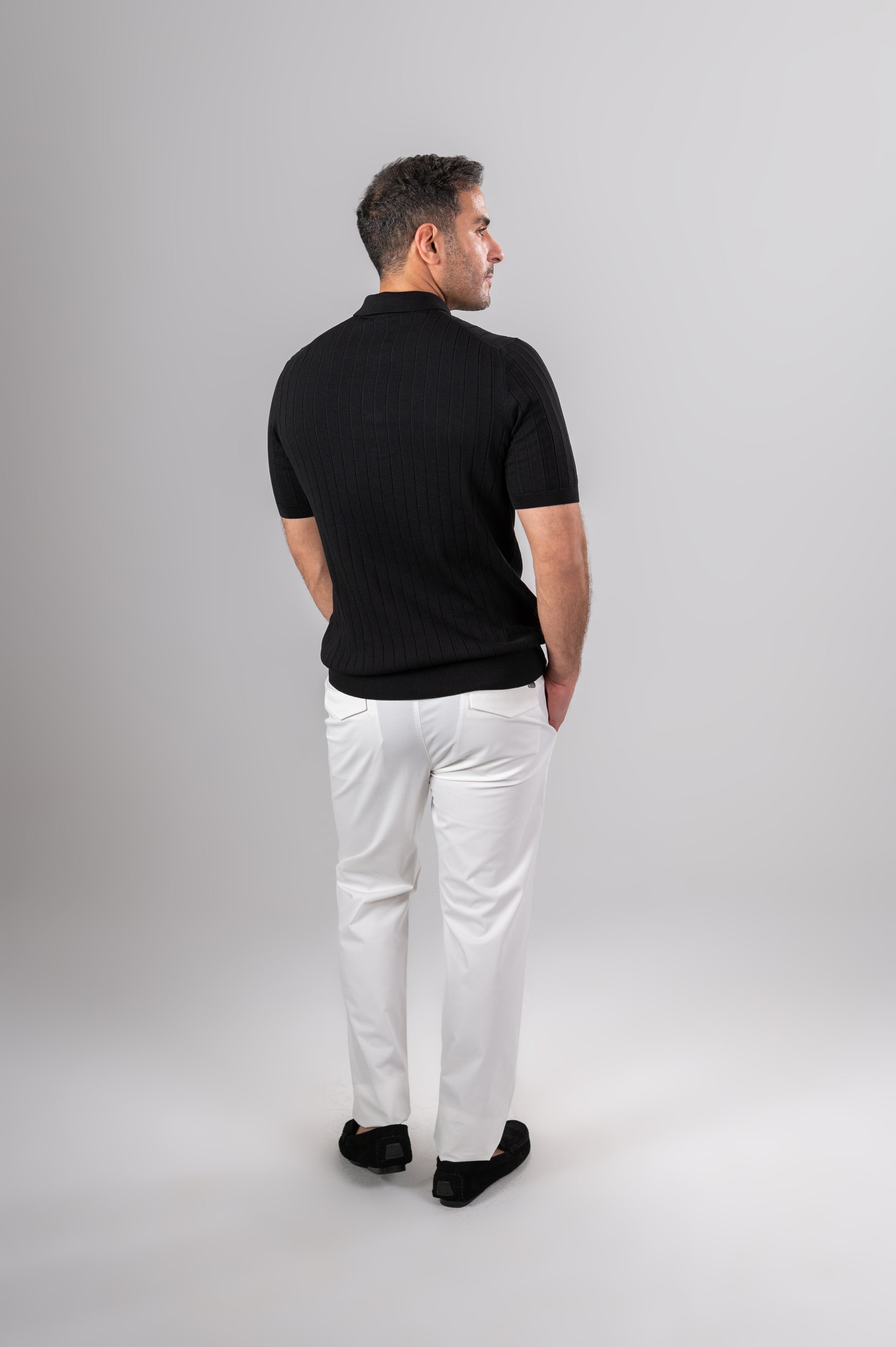 JURGEN RIBBED KNIT SHIRT - Black