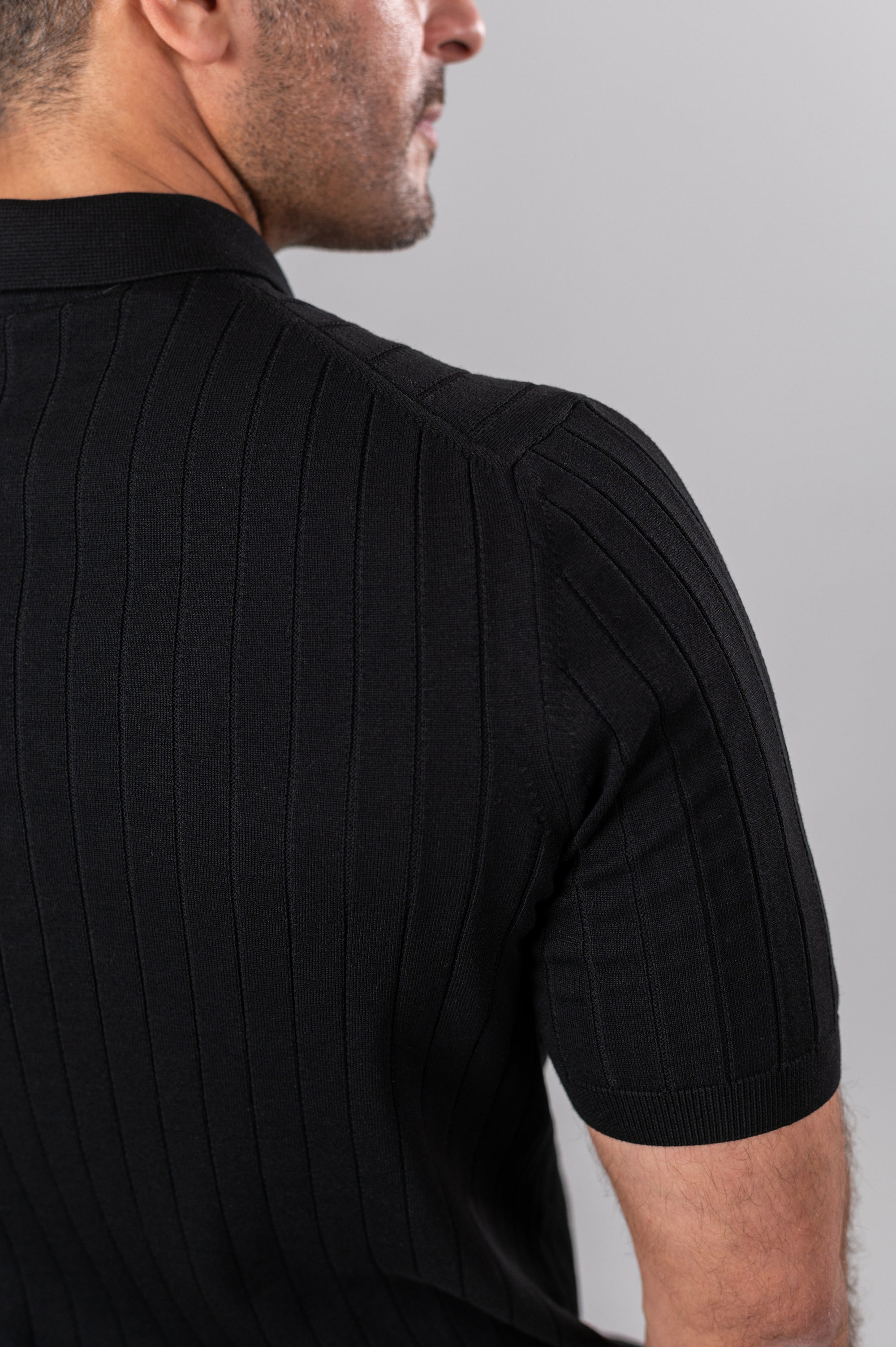 JURGEN RIBBED KNIT SHIRT - Black