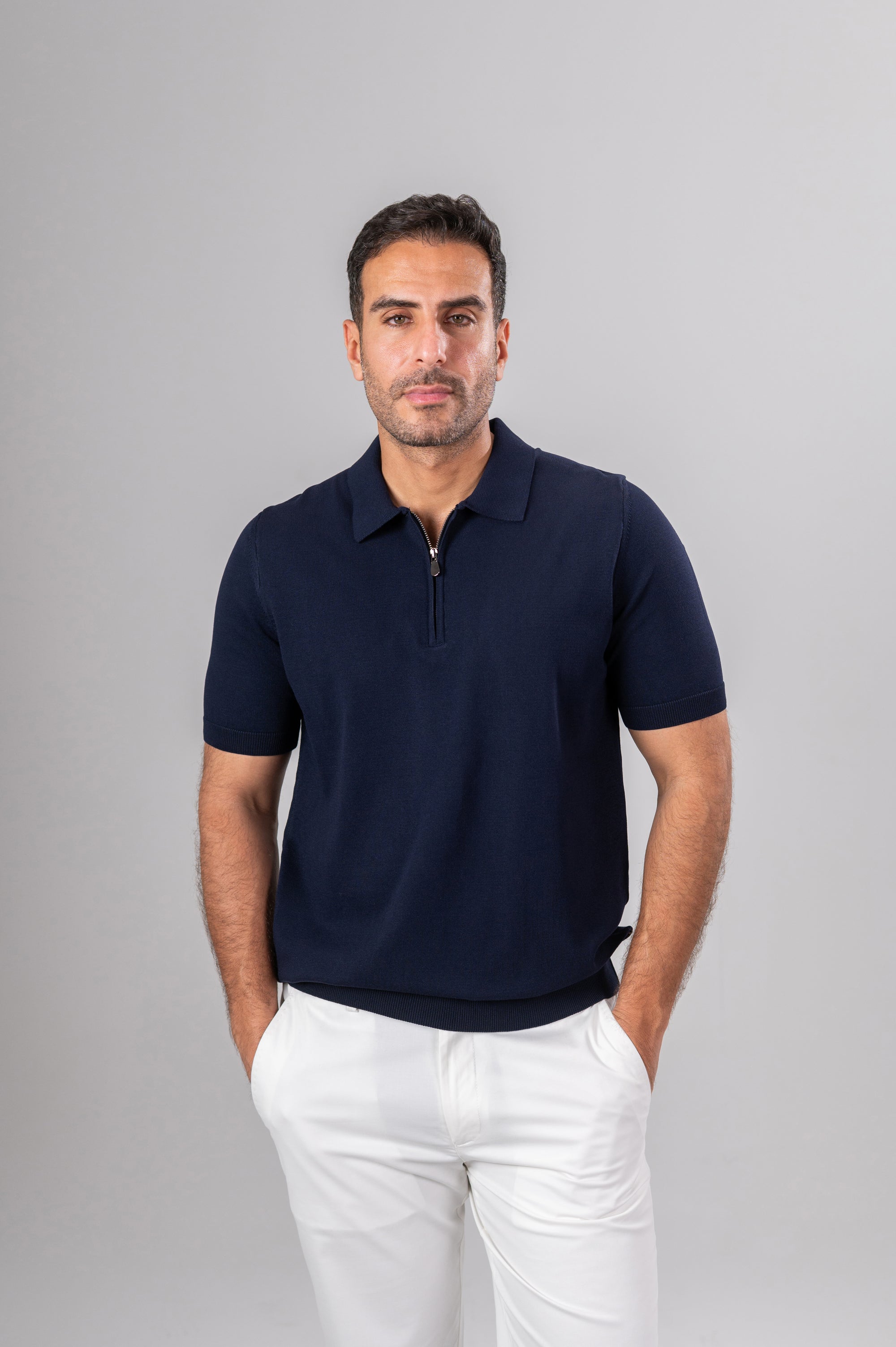 KENNY LOOSE ZIP SHIRT - Navy