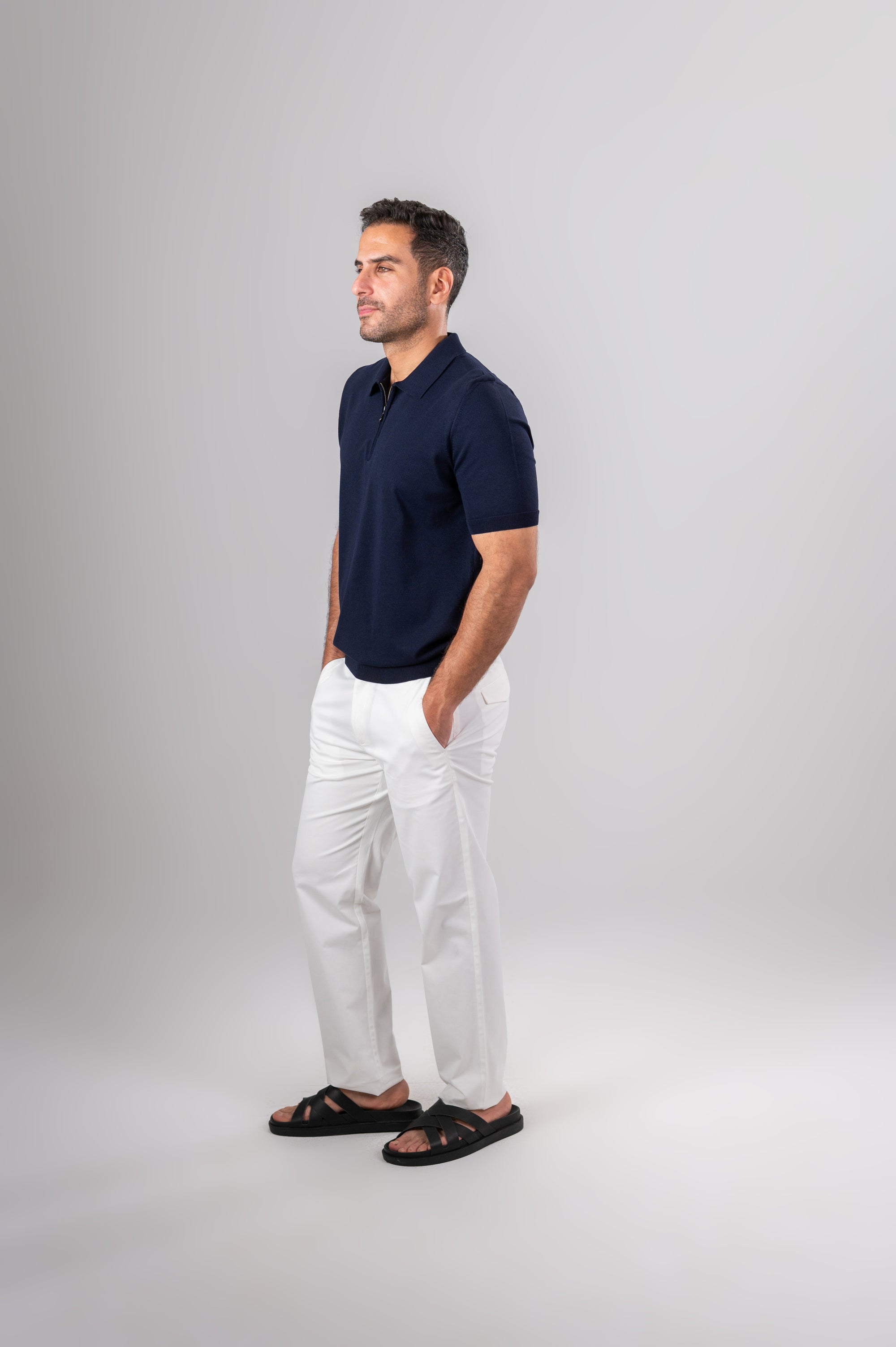 KENNY LOOSE ZIP SHIRT - Navy