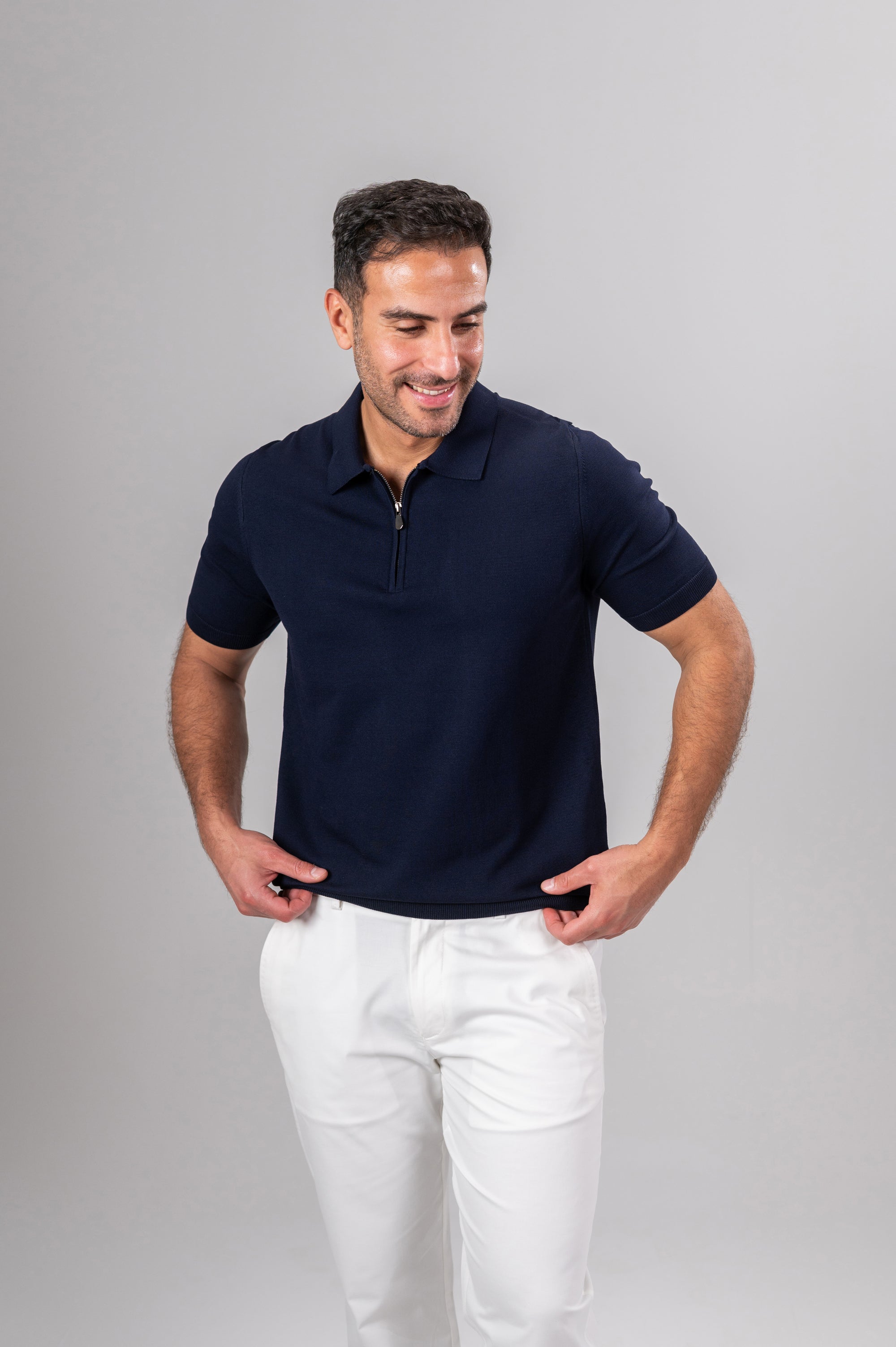KENNY LOOSE ZIP SHIRT - Navy
