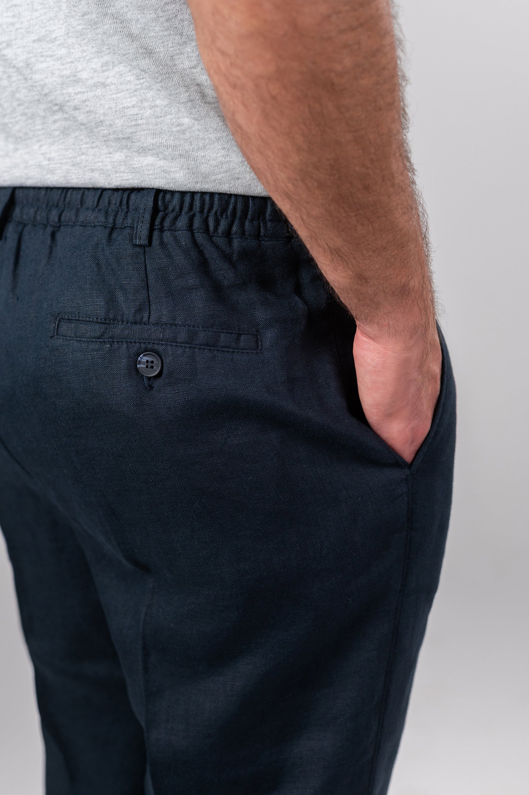 AMALFI LINEN PANTS - Navy