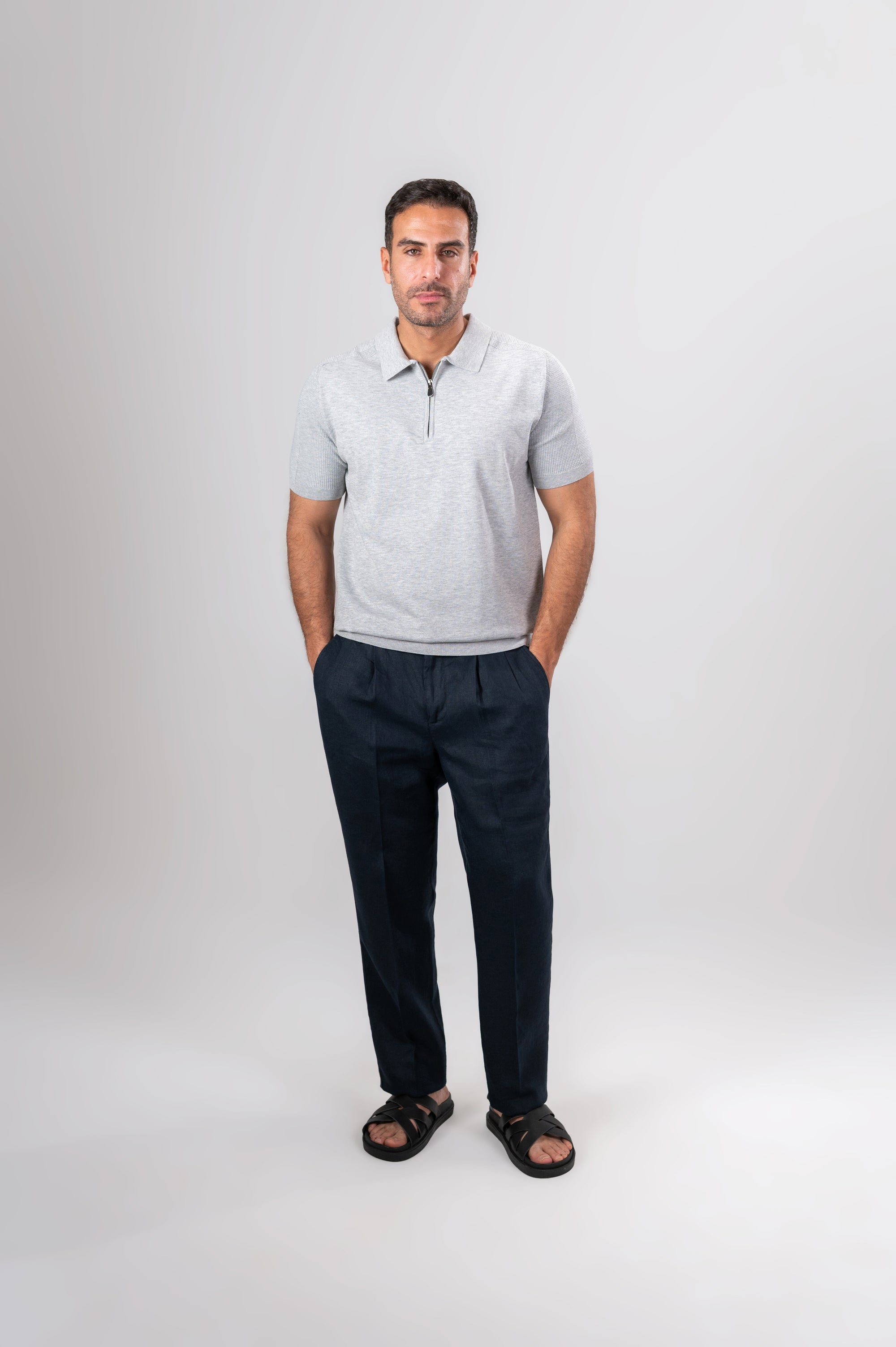 RICCARDO QUARTER ZIP - Grey