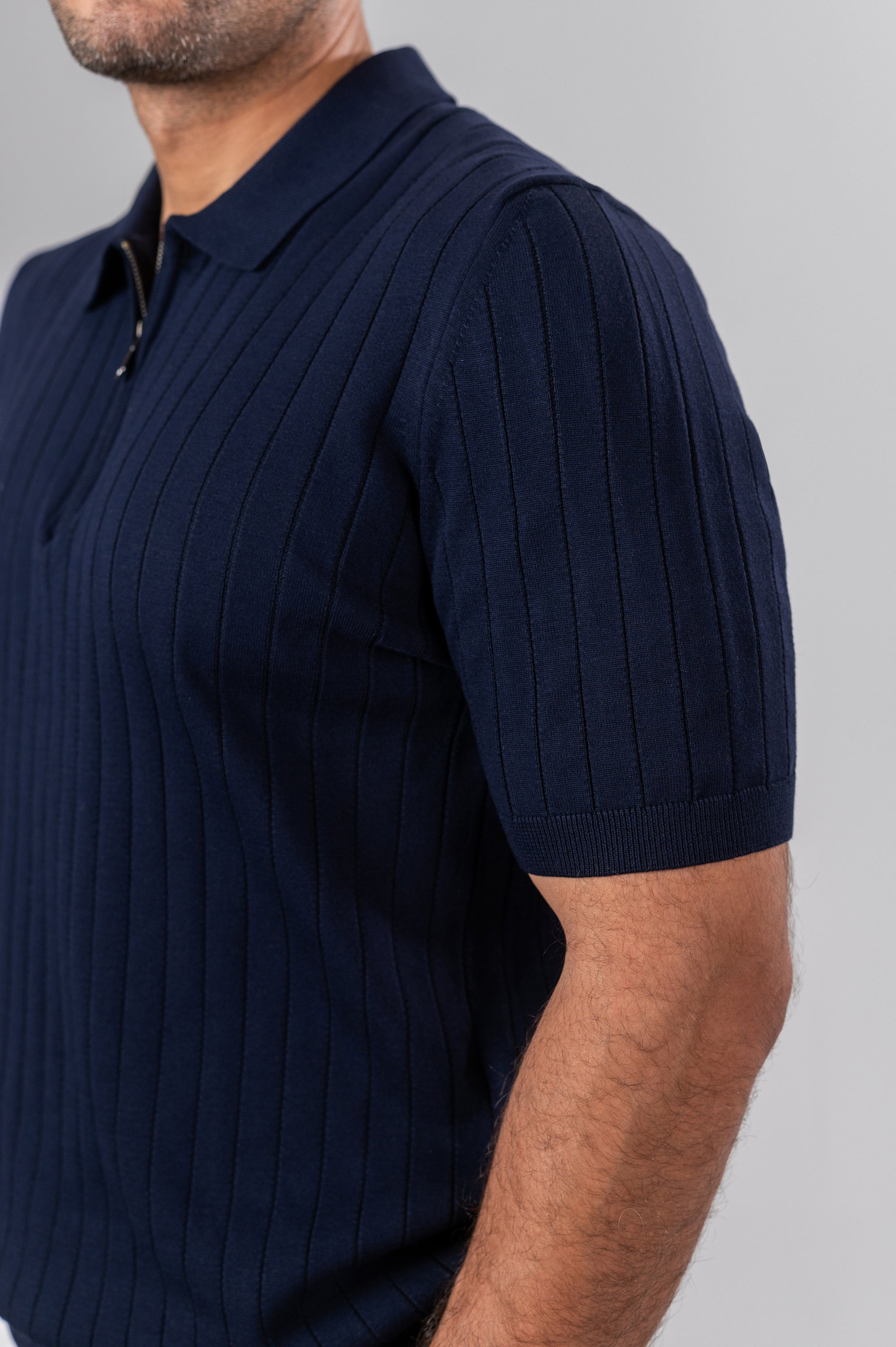 JURGEN RIBBED KNIT SHIRT - Navy