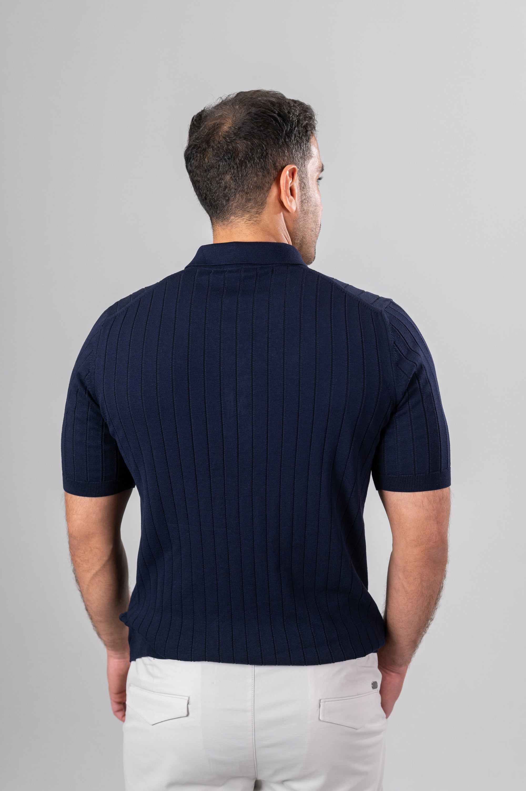 JURGEN RIBBED KNIT SHIRT - Navy
