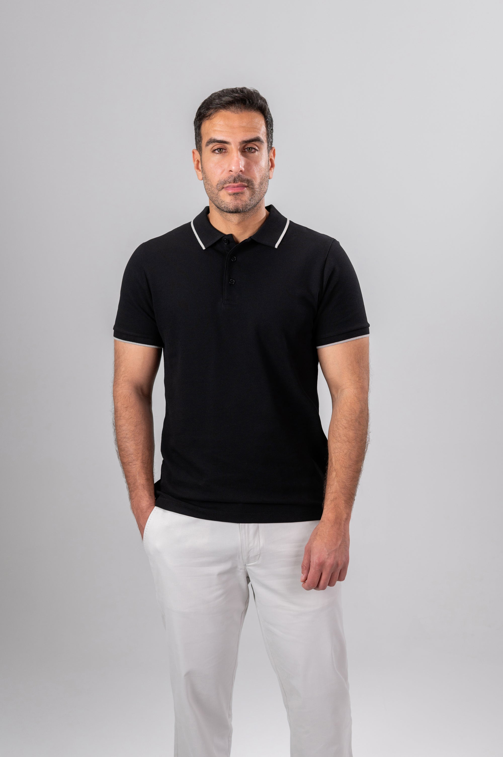 RICOS RINGER POLO SHIRT - Black