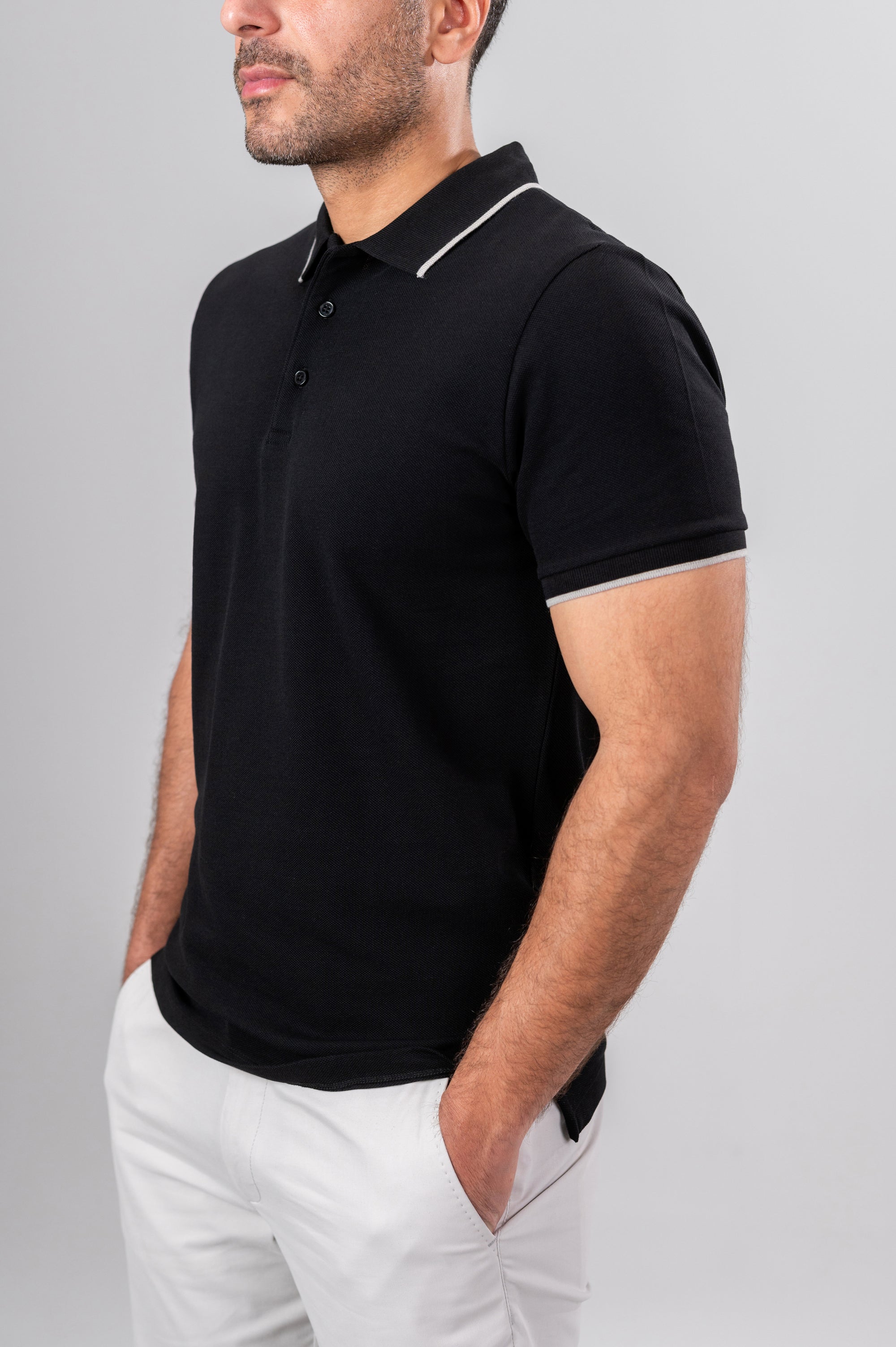 RICOS RINGER POLO SHIRT - Black