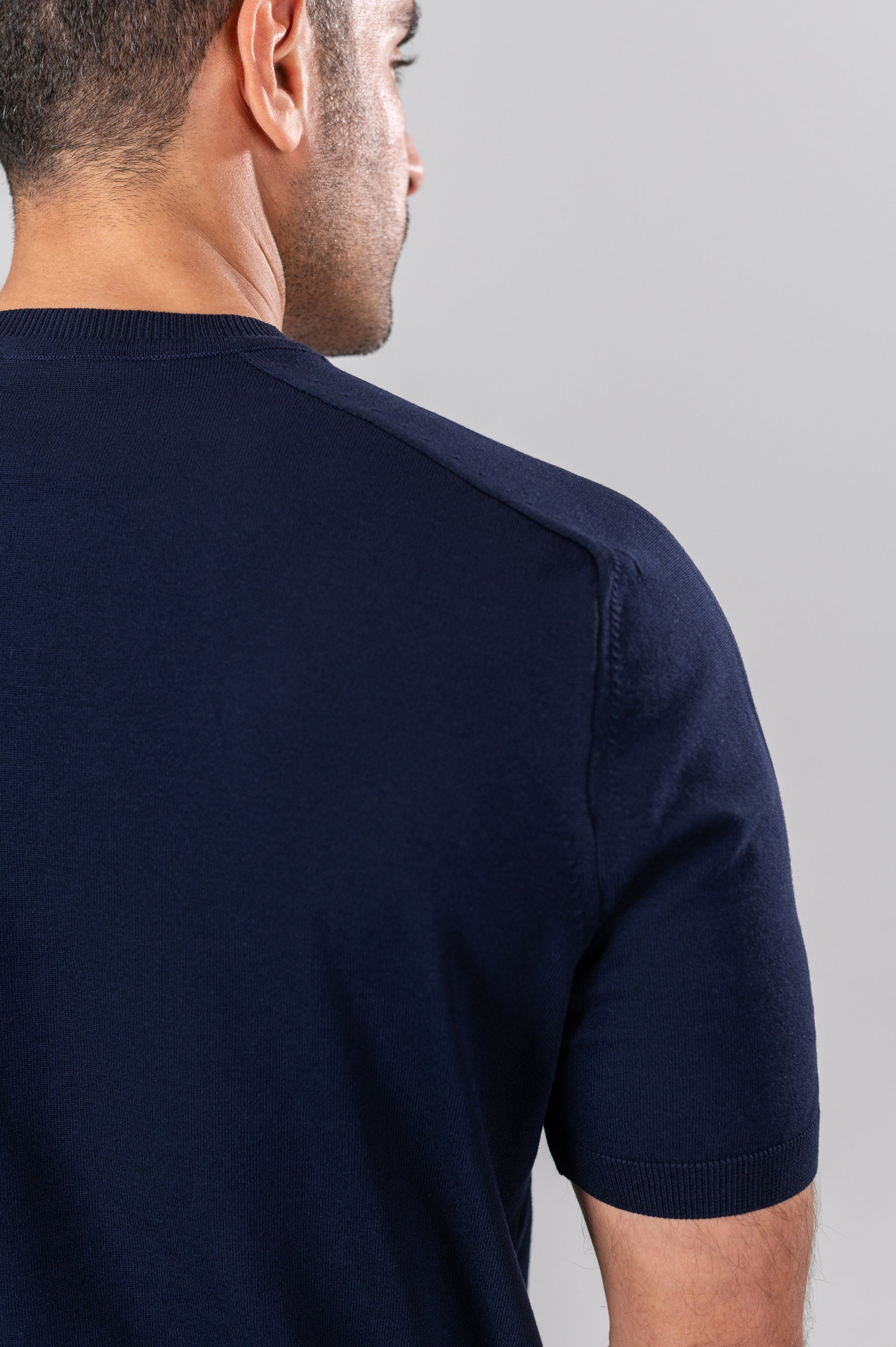 ZOLY STRIPPED SHOULDER POLO SHIRT - Navy