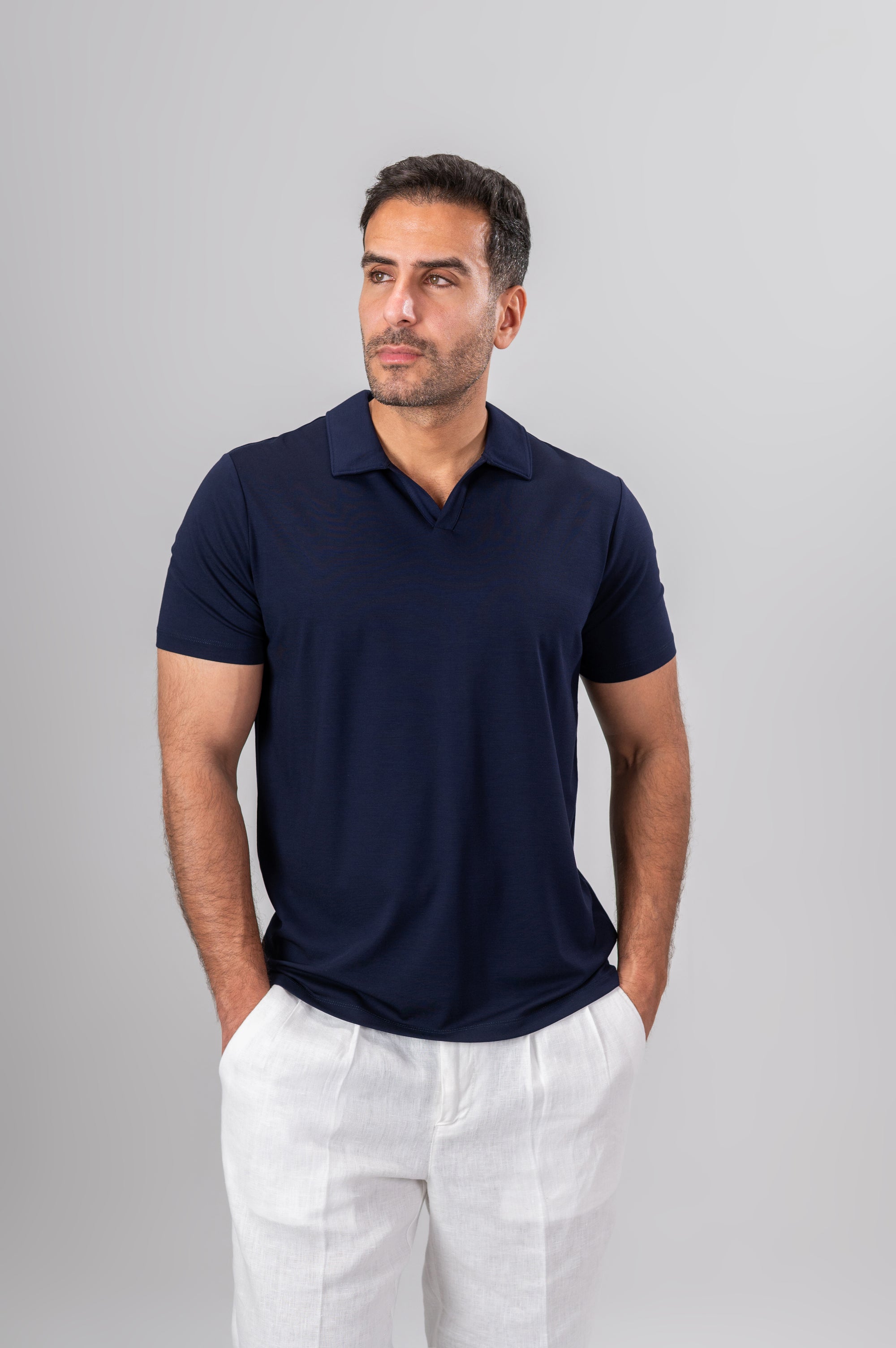 ANDRES V POLO SHIRT MODAL - Navy