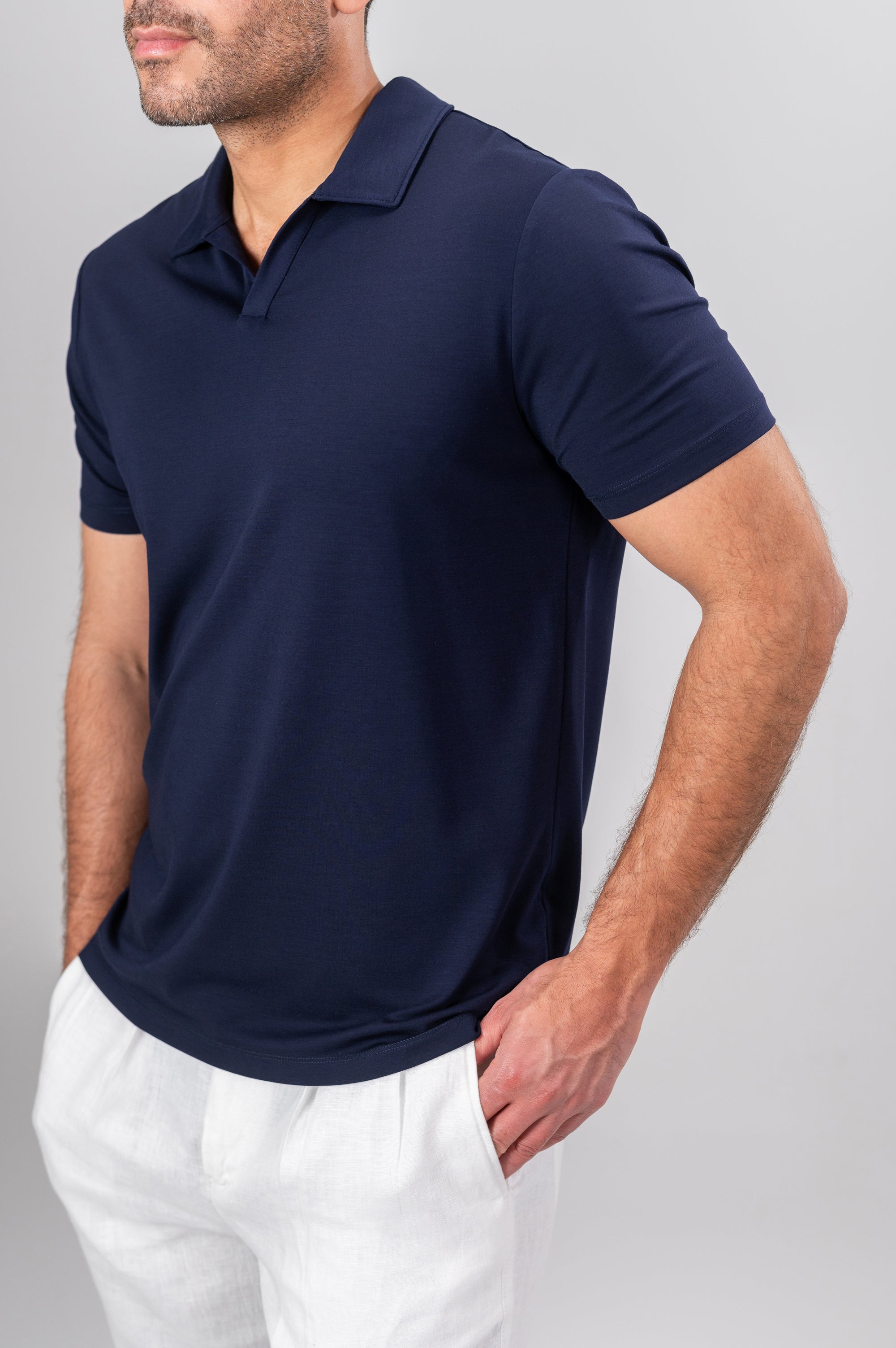 ANDRES V POLO SHIRT MODAL - Navy