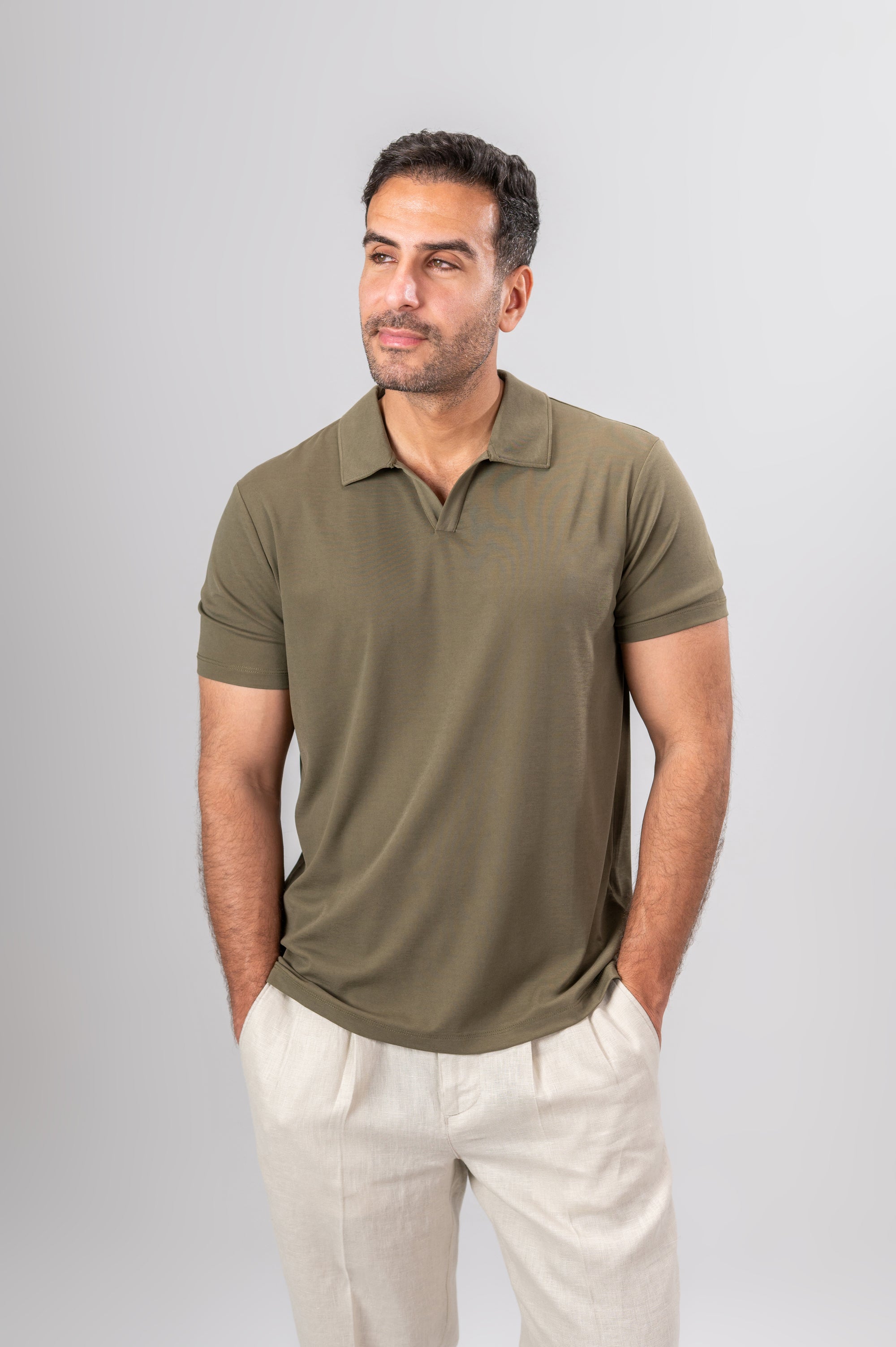 ANDRES V POLO SHIRT MODAL - Olive