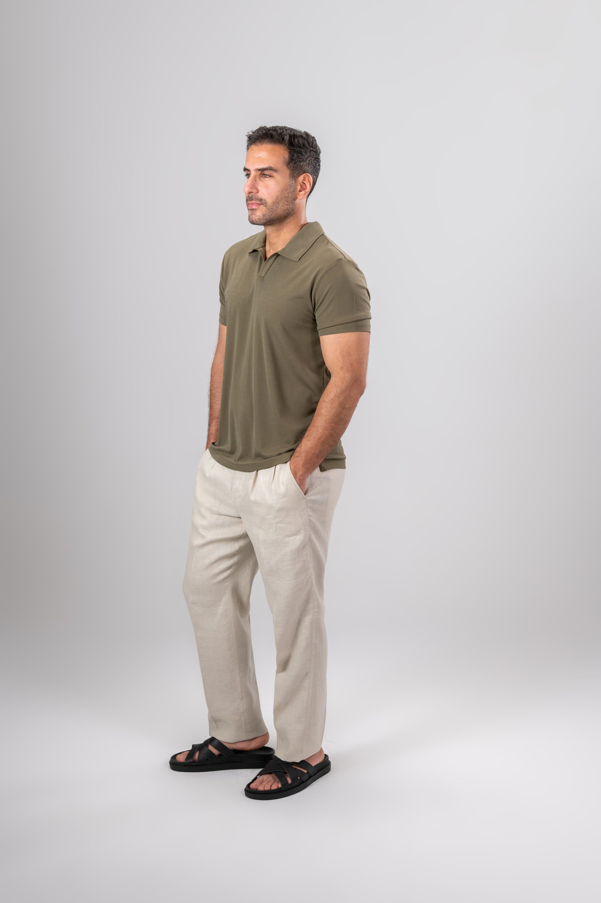 ANDRES V POLO SHIRT MODAL - Olive