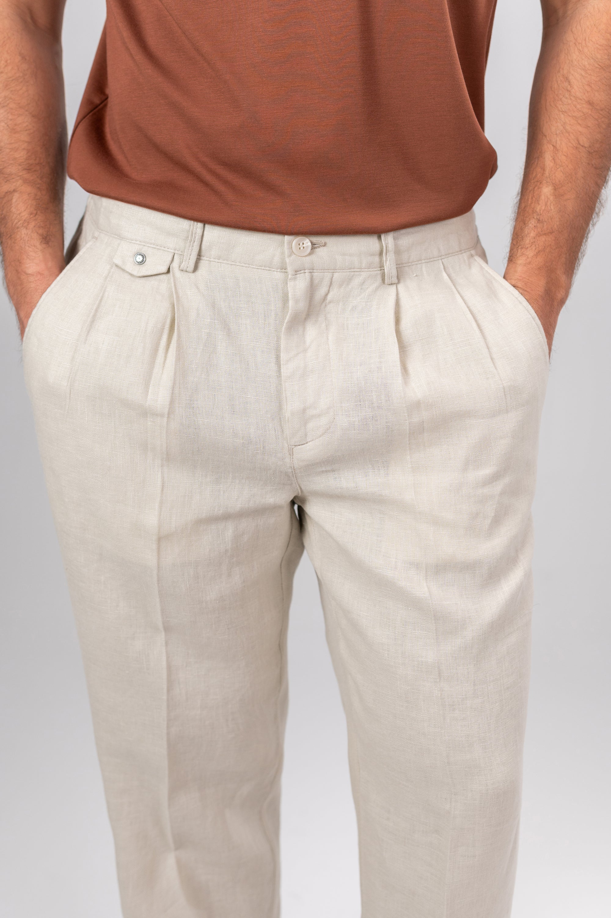 AMALFI LINEN PANTS - Light Beige