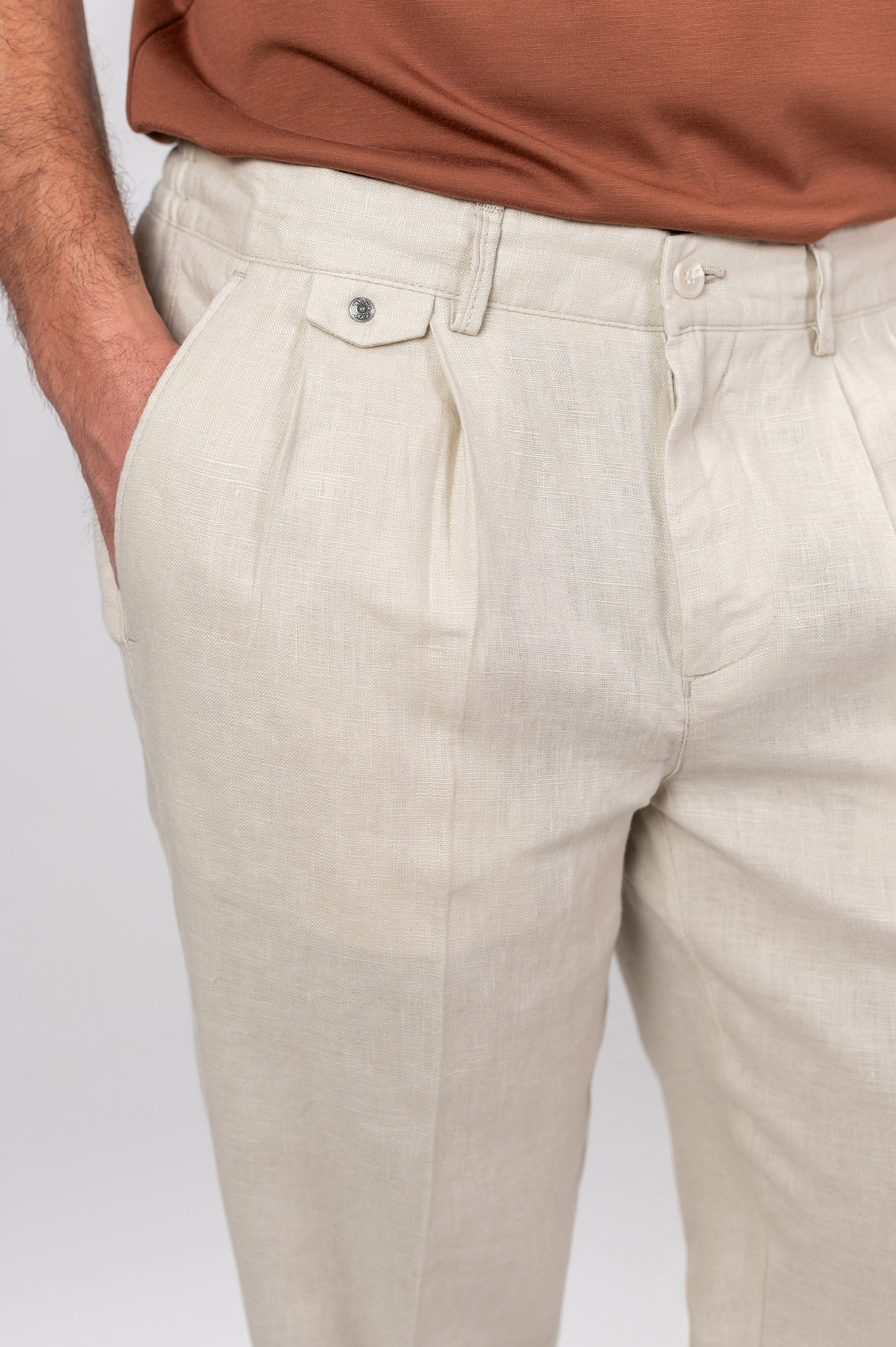 AMALFI LINEN PANTS - Light Beige