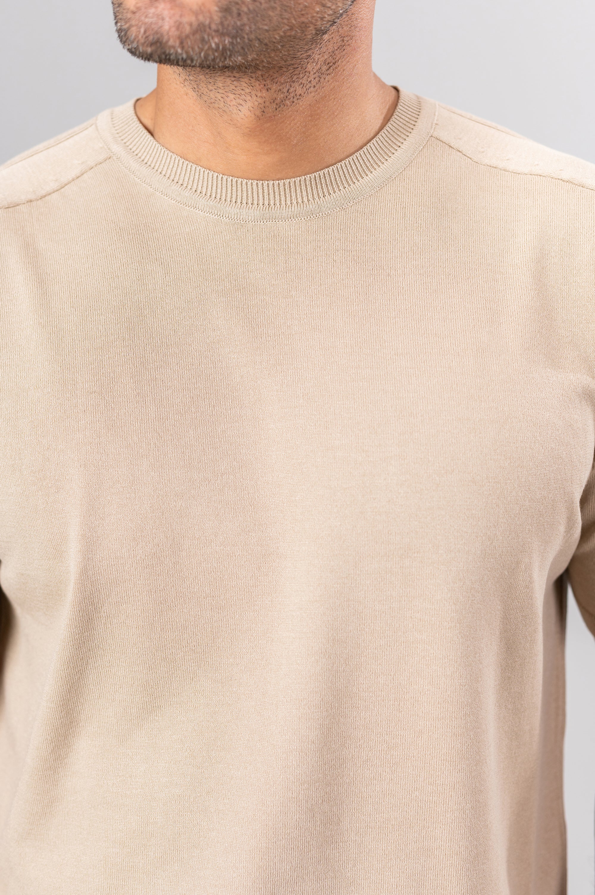 ZOLY STRIPPED SHOULDER POLO SHIRT - Beige