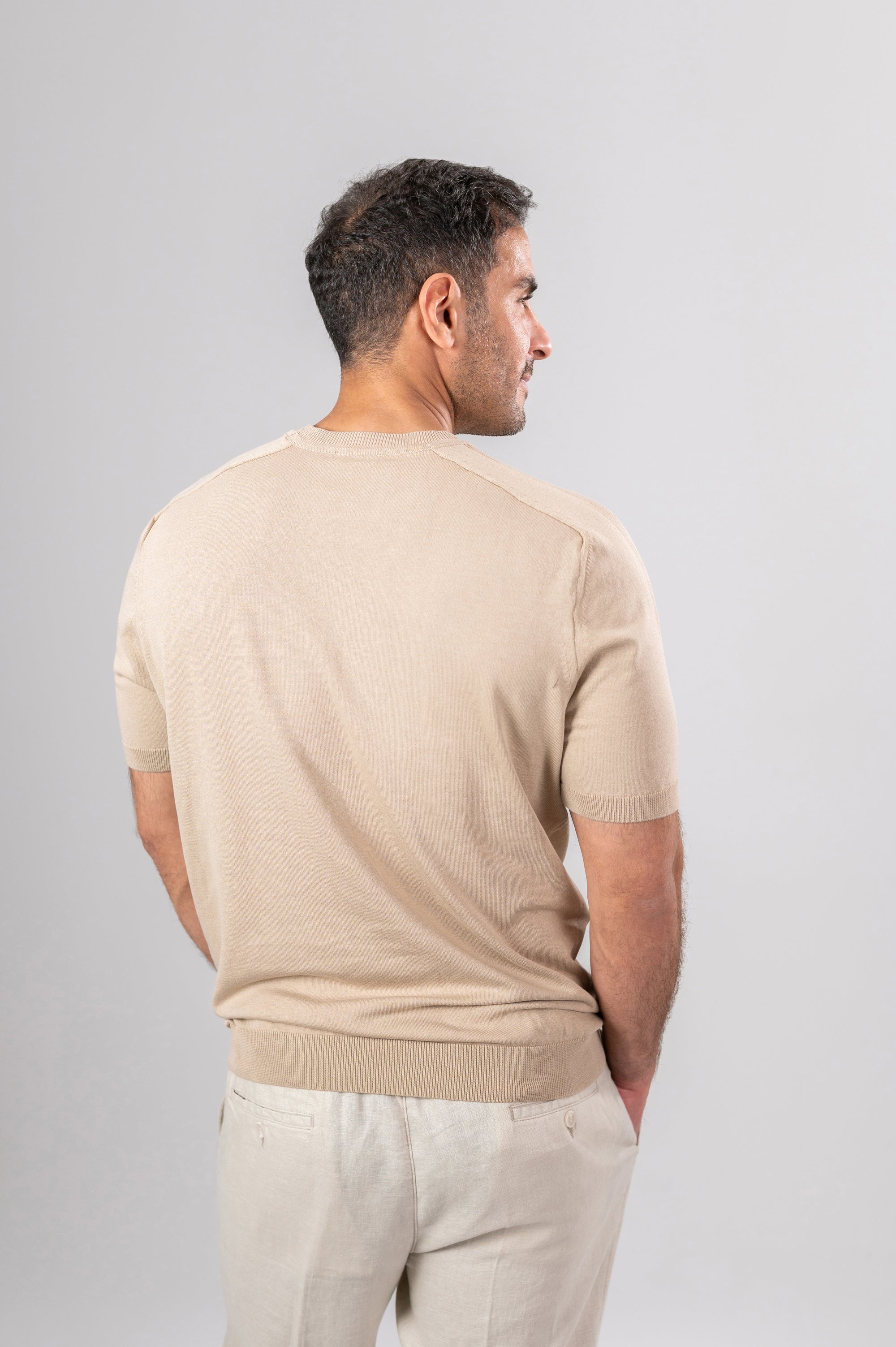ZOLY STRIPPED SHOULDER POLO SHIRT - Beige