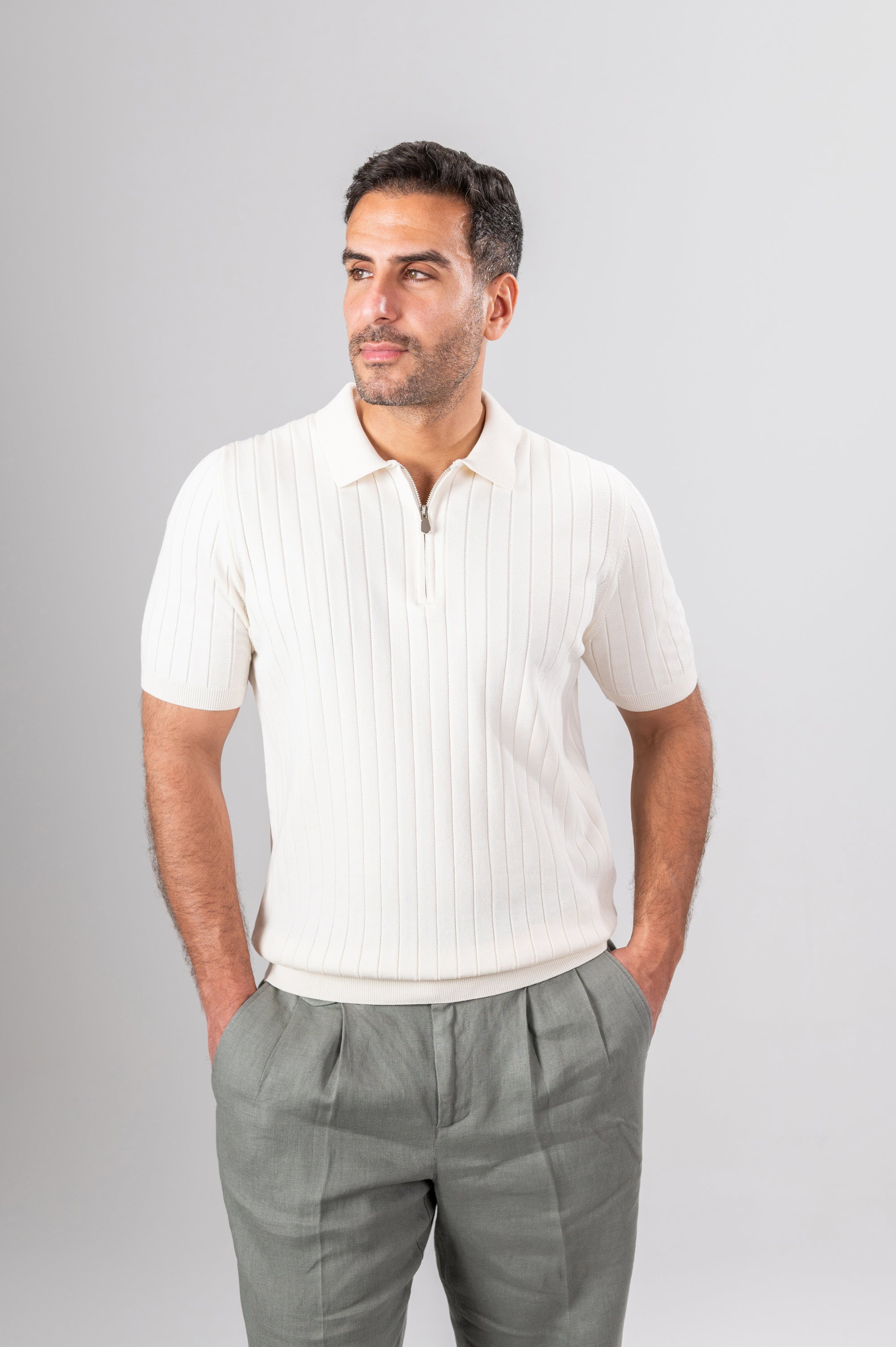 JURGEN RIBBED KNIT SHIRT - Off White