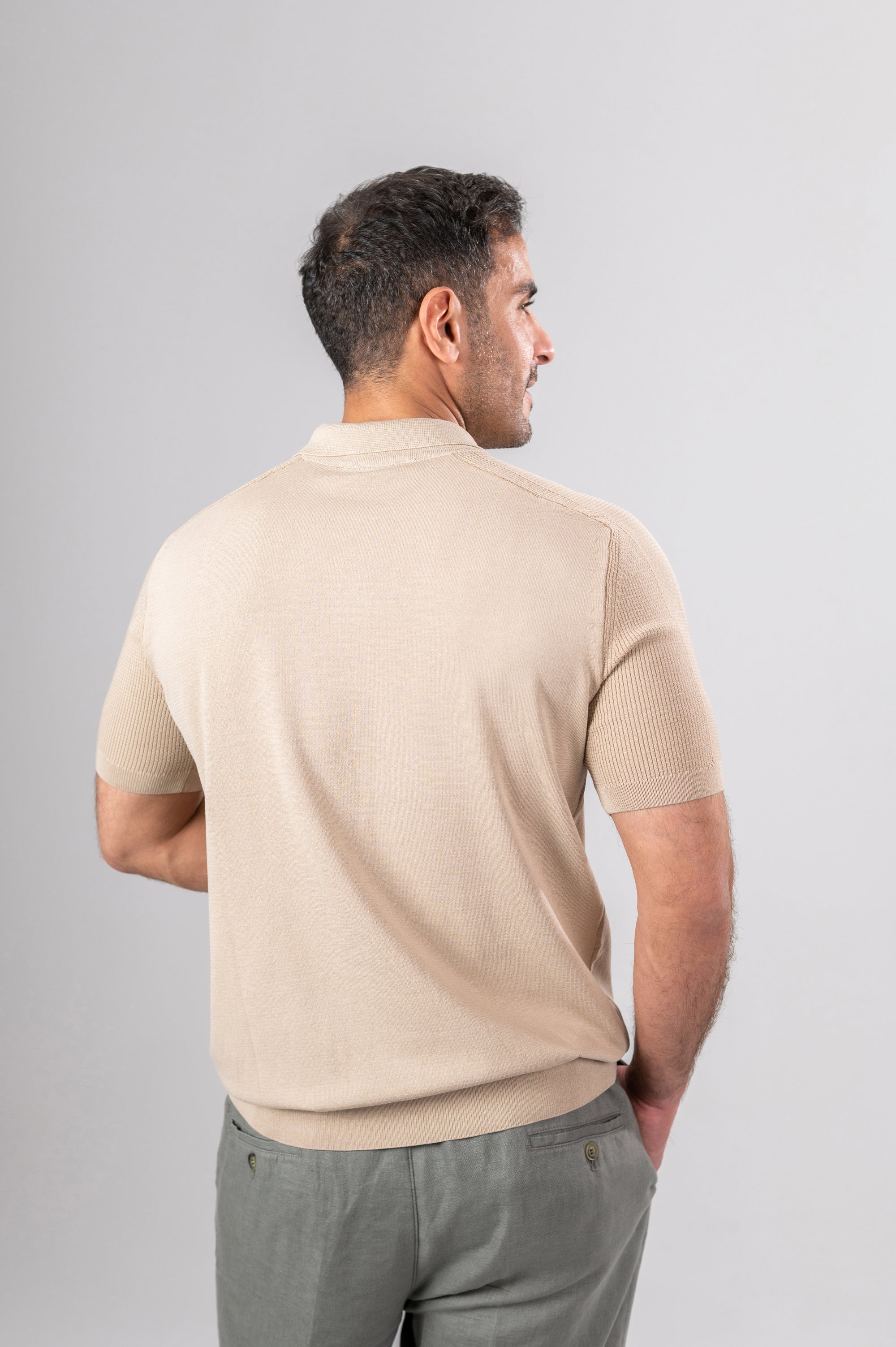 RICCARDO QUARTER ZIP - Light Beige