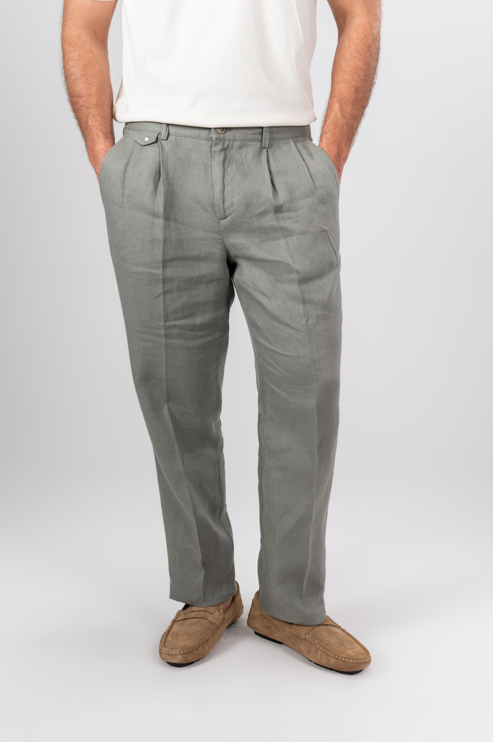 AMALFI LINEN PANTS - Olive