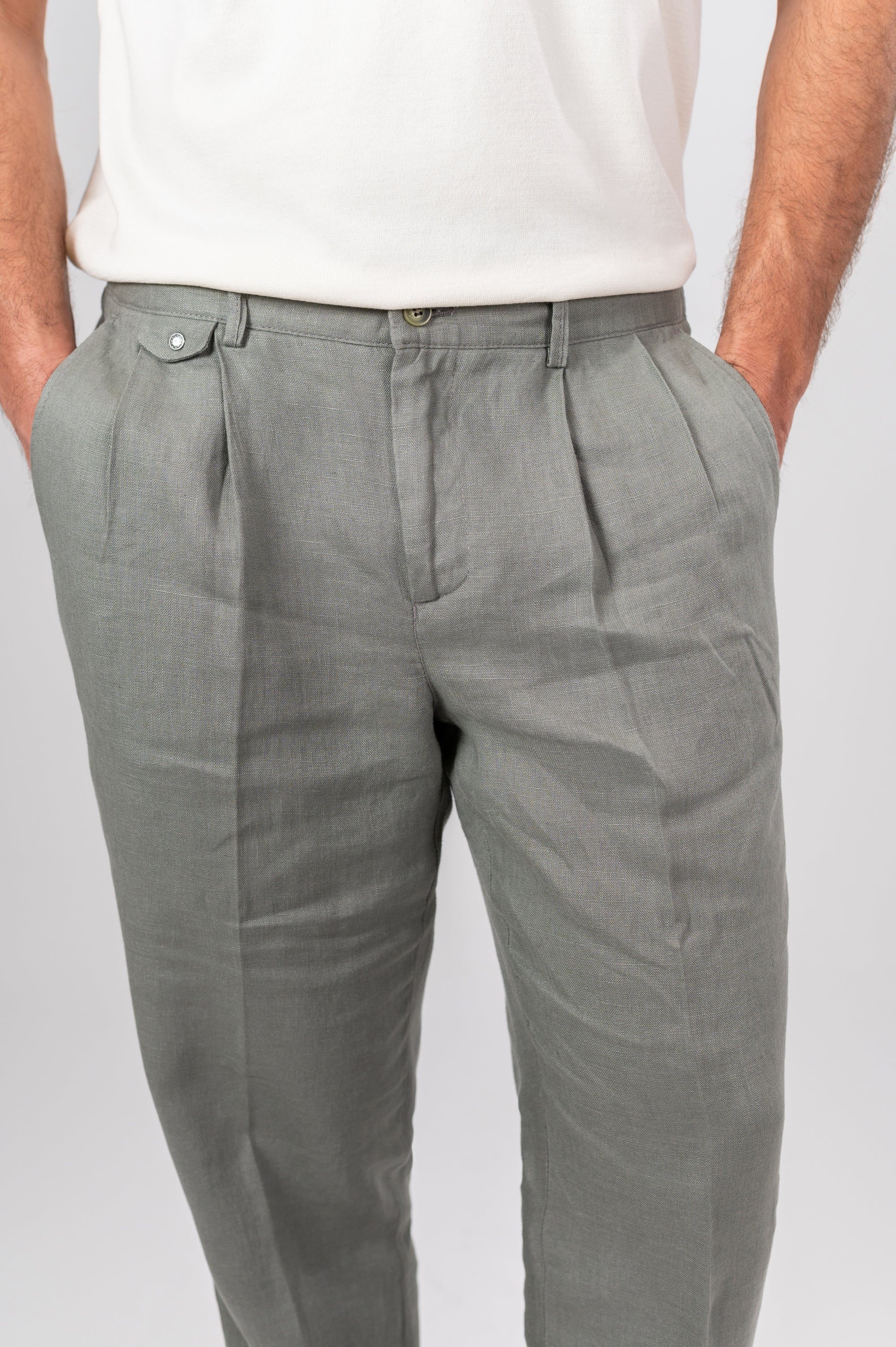 AMALFI LINEN PANTS - Olive