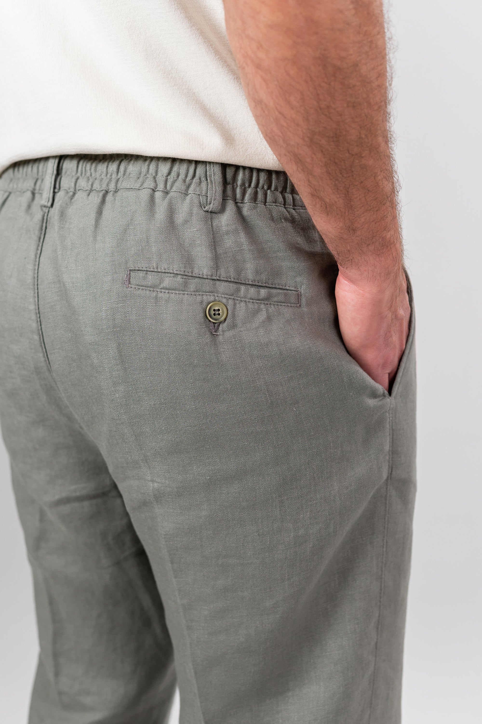 AMALFI LINEN PANTS - Olive