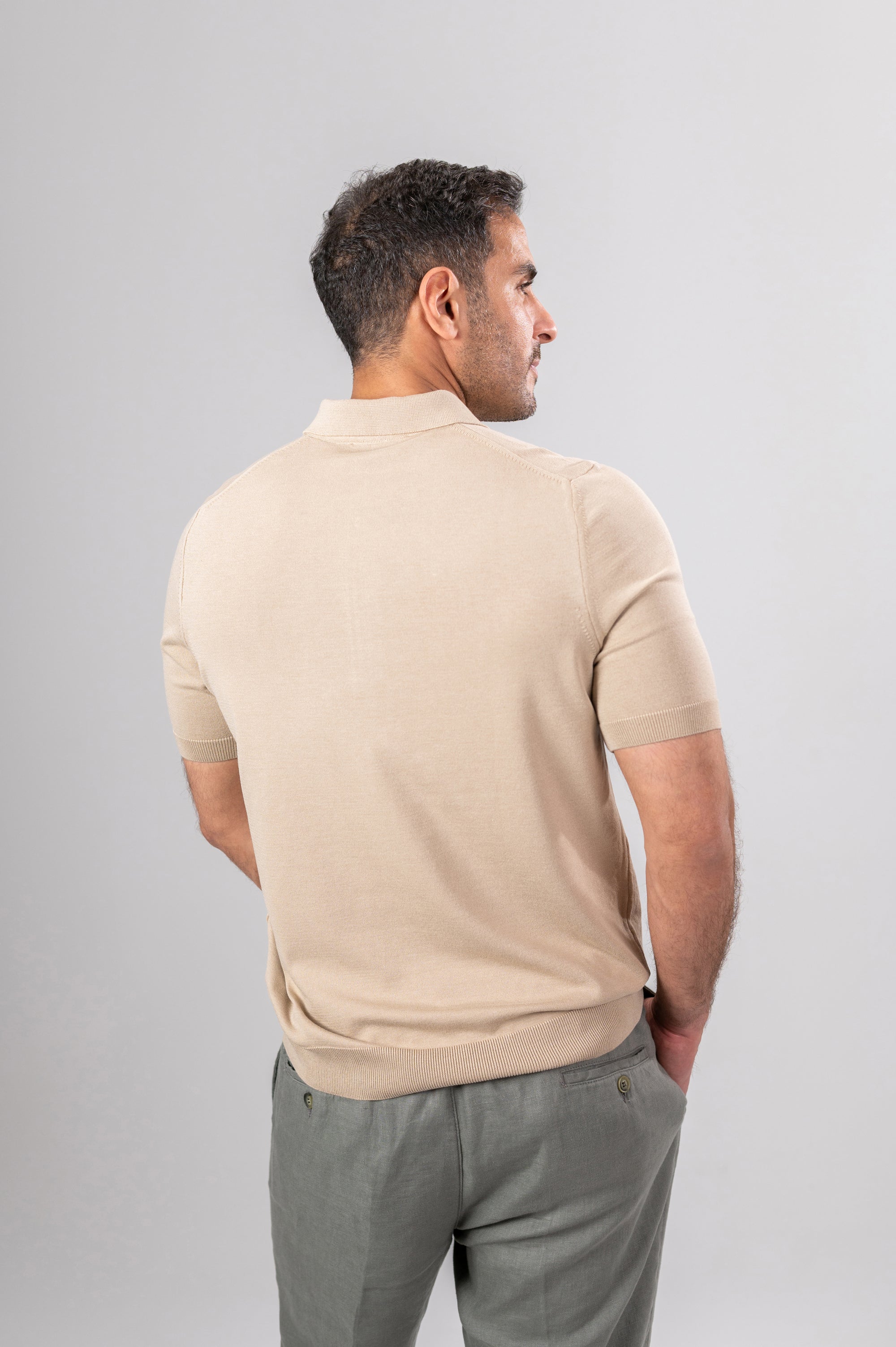 KENNY LOOSE ZIP SHIRT- Light Beige