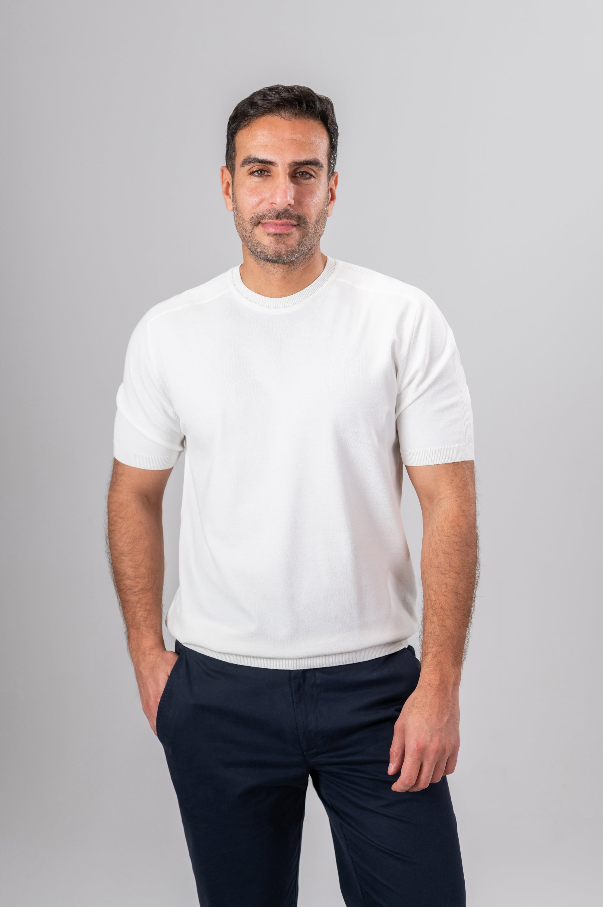 ZOLY STRIPPED SHOULDER POLO SHIRT - White