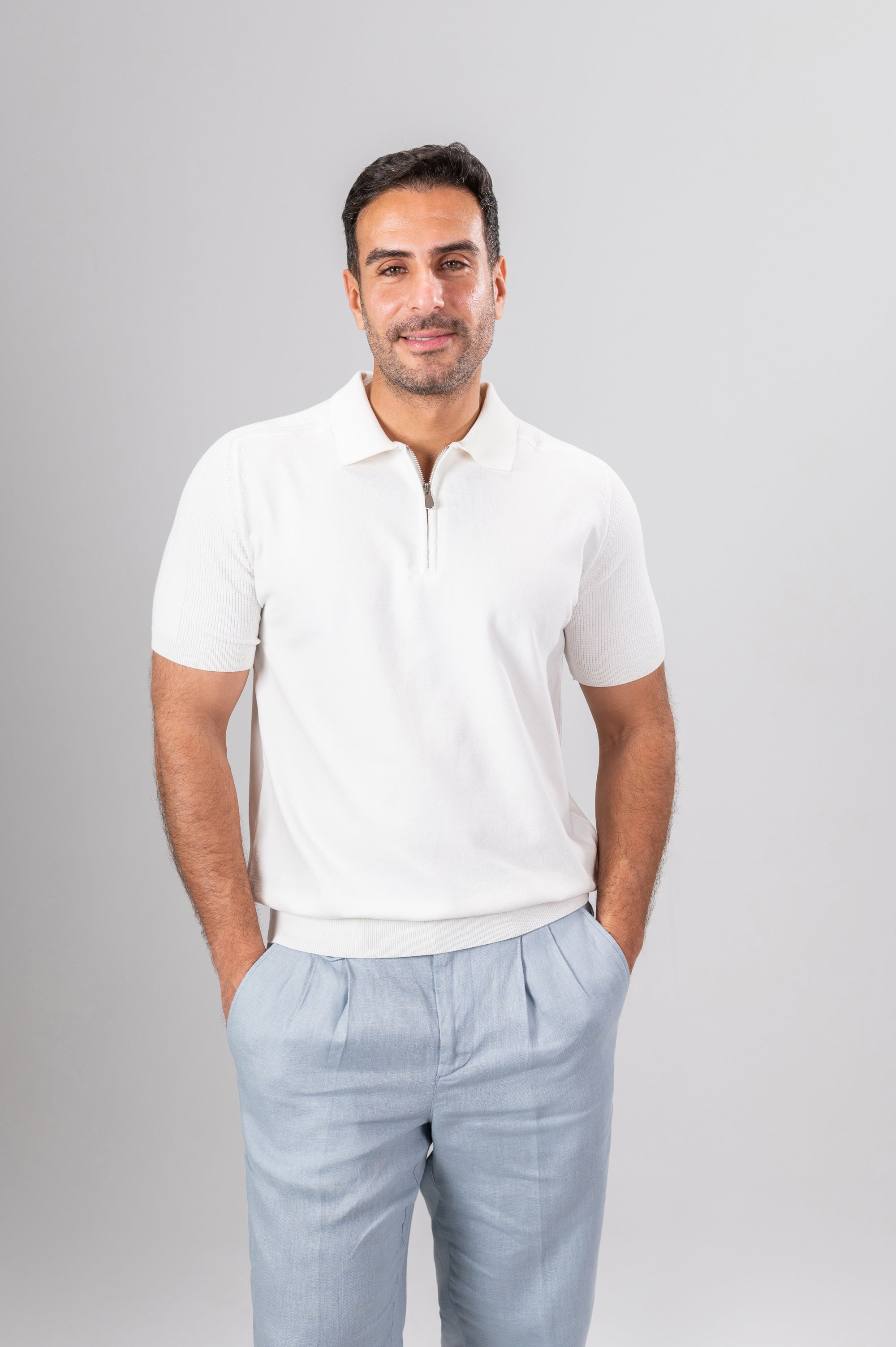 RICCARDO QUARTER ZIP - White