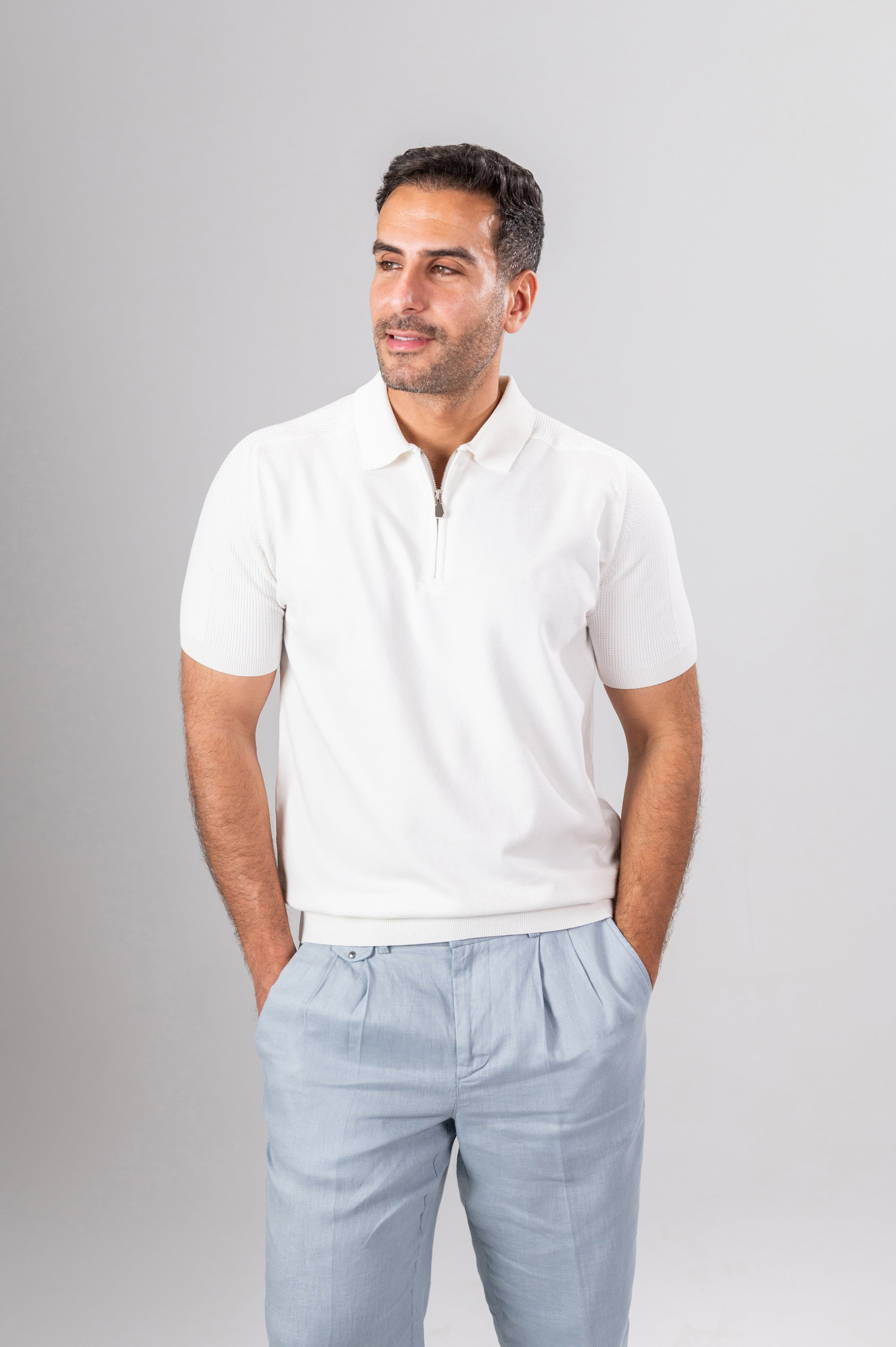 RICCARDO QUARTER ZIP - White