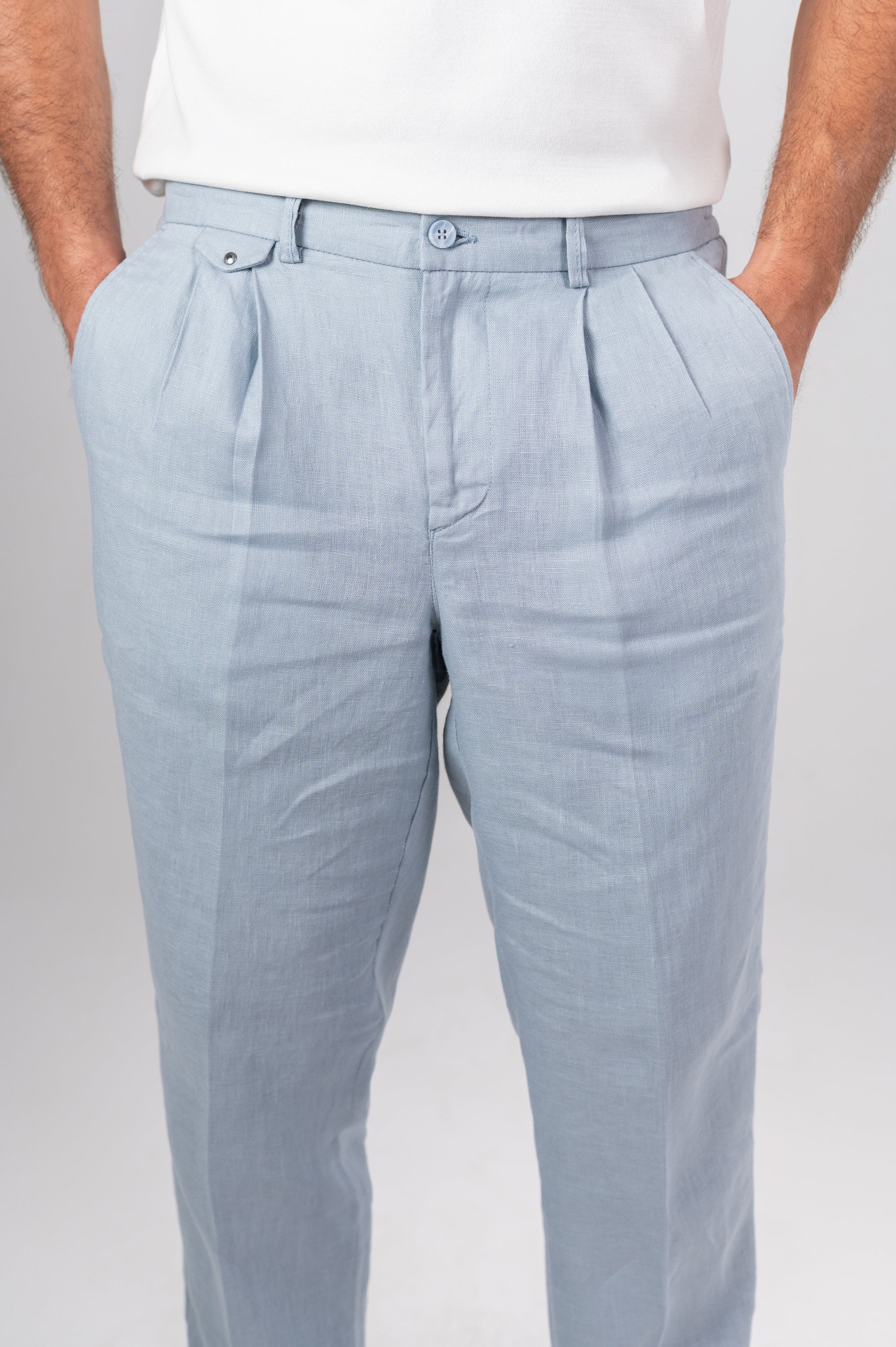 AMALFI LINEN PANTS - Baby Blue