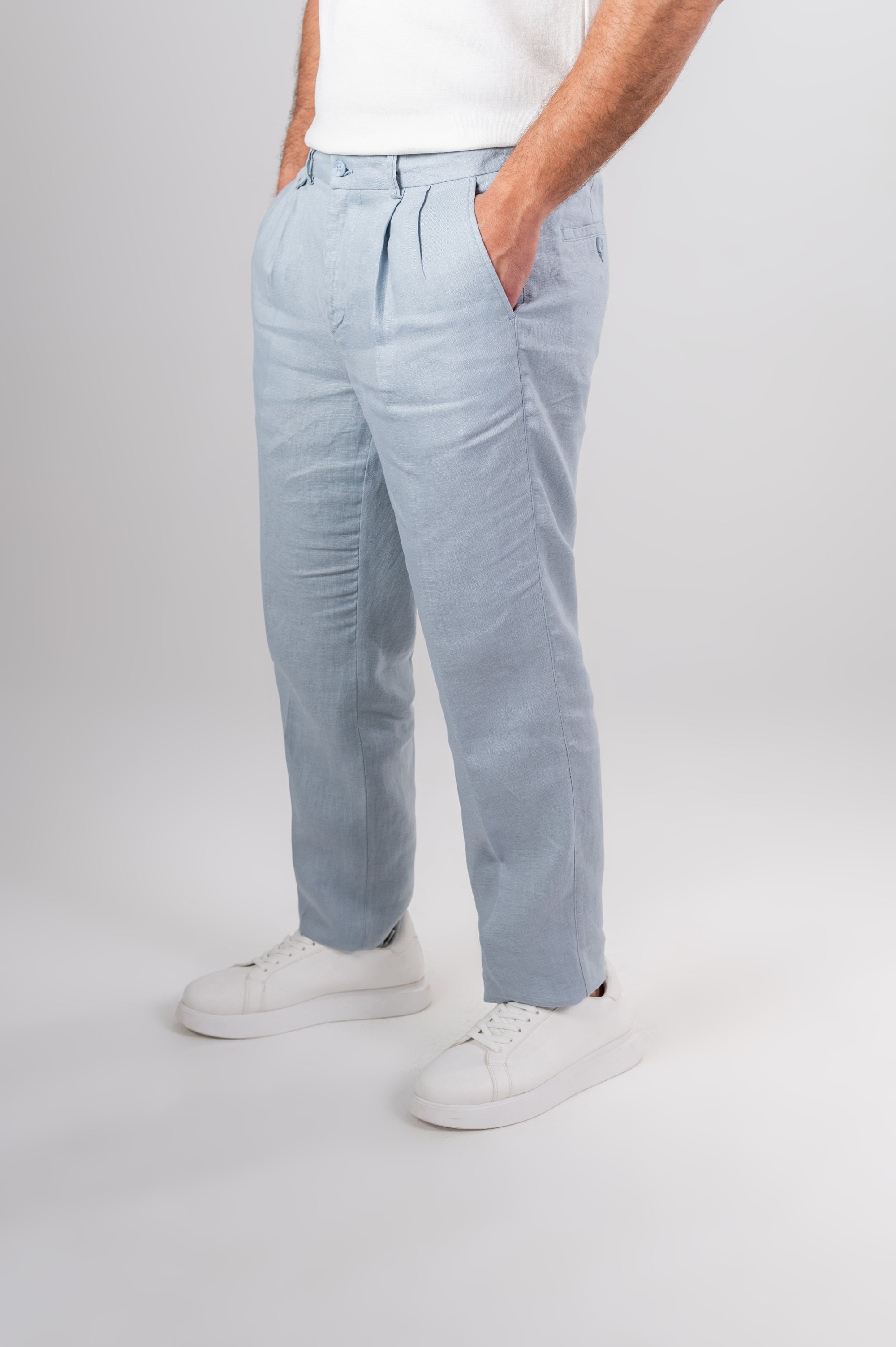 AMALFI LINEN PANTS - Baby Blue
