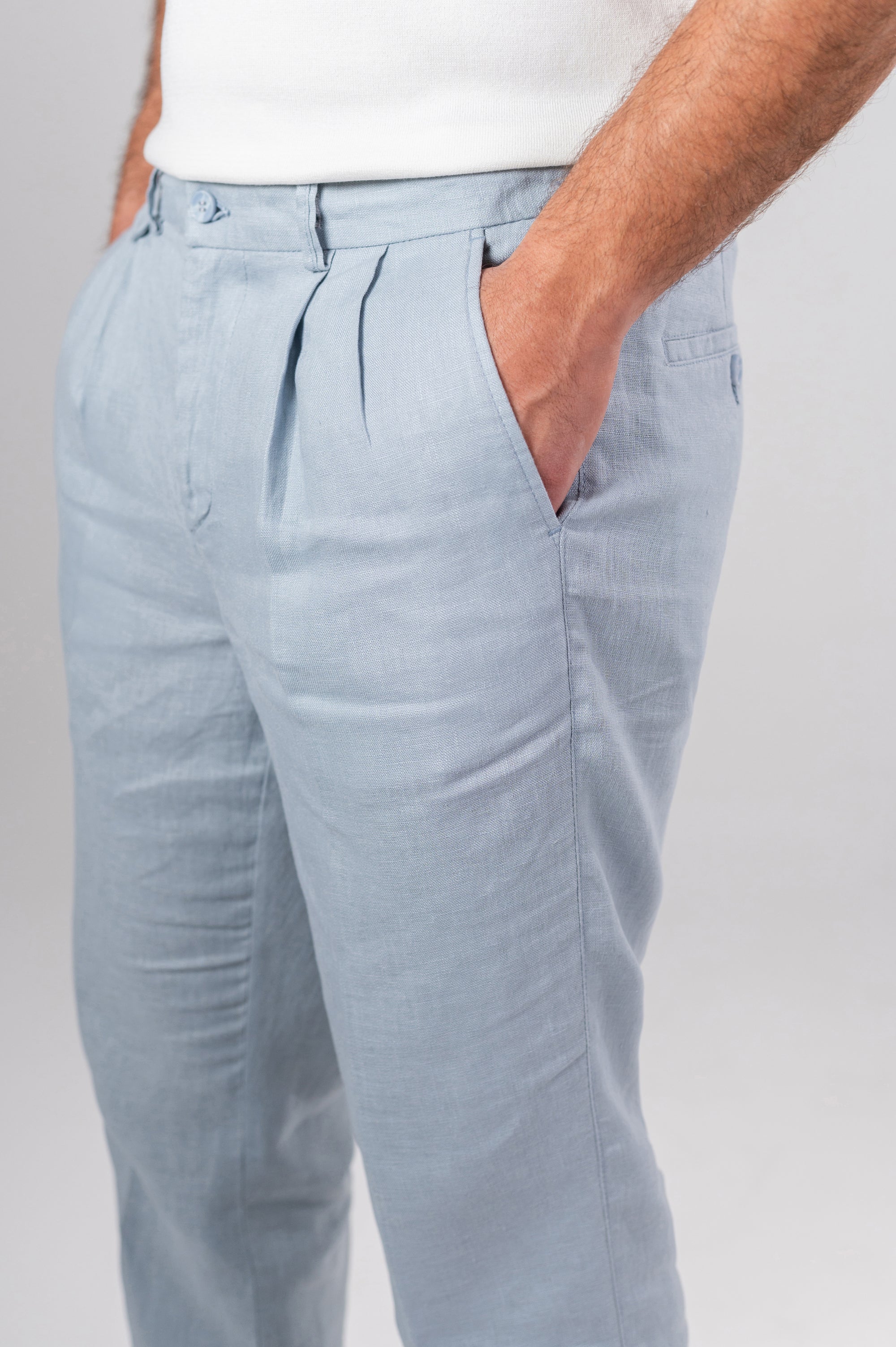 AMALFI LINEN PANTS - Baby Blue