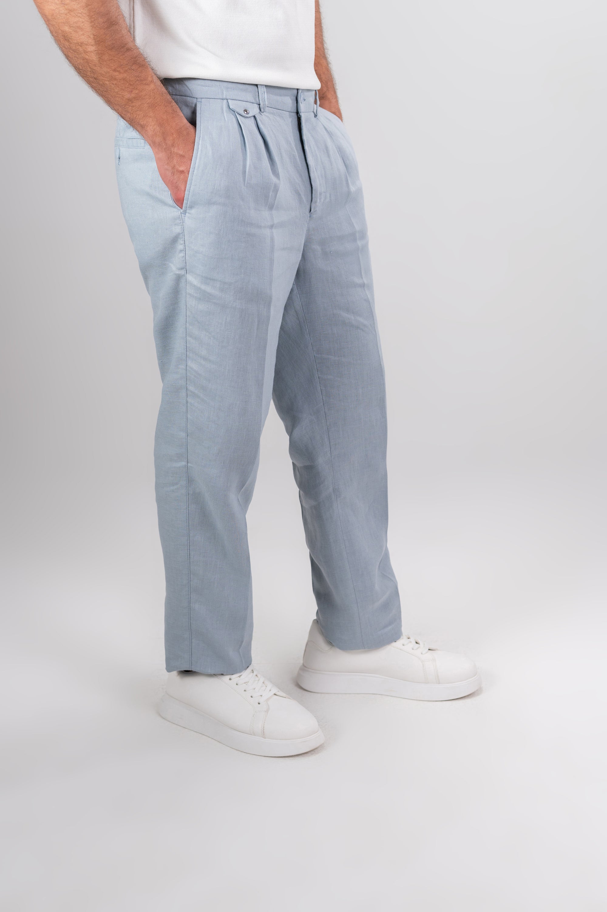 AMALFI LINEN PANTS - Baby Blue