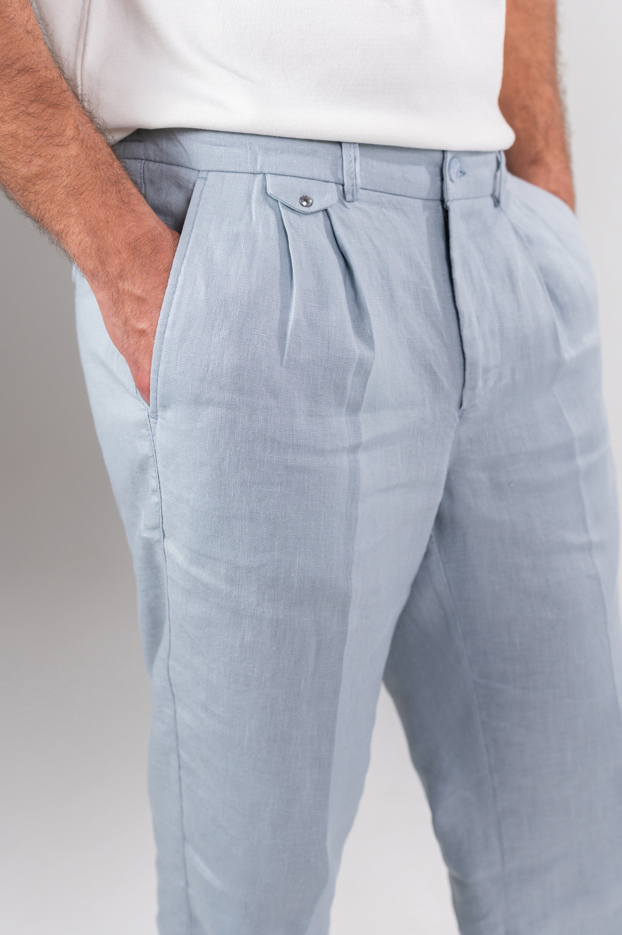 AMALFI LINEN PANTS - Baby Blue