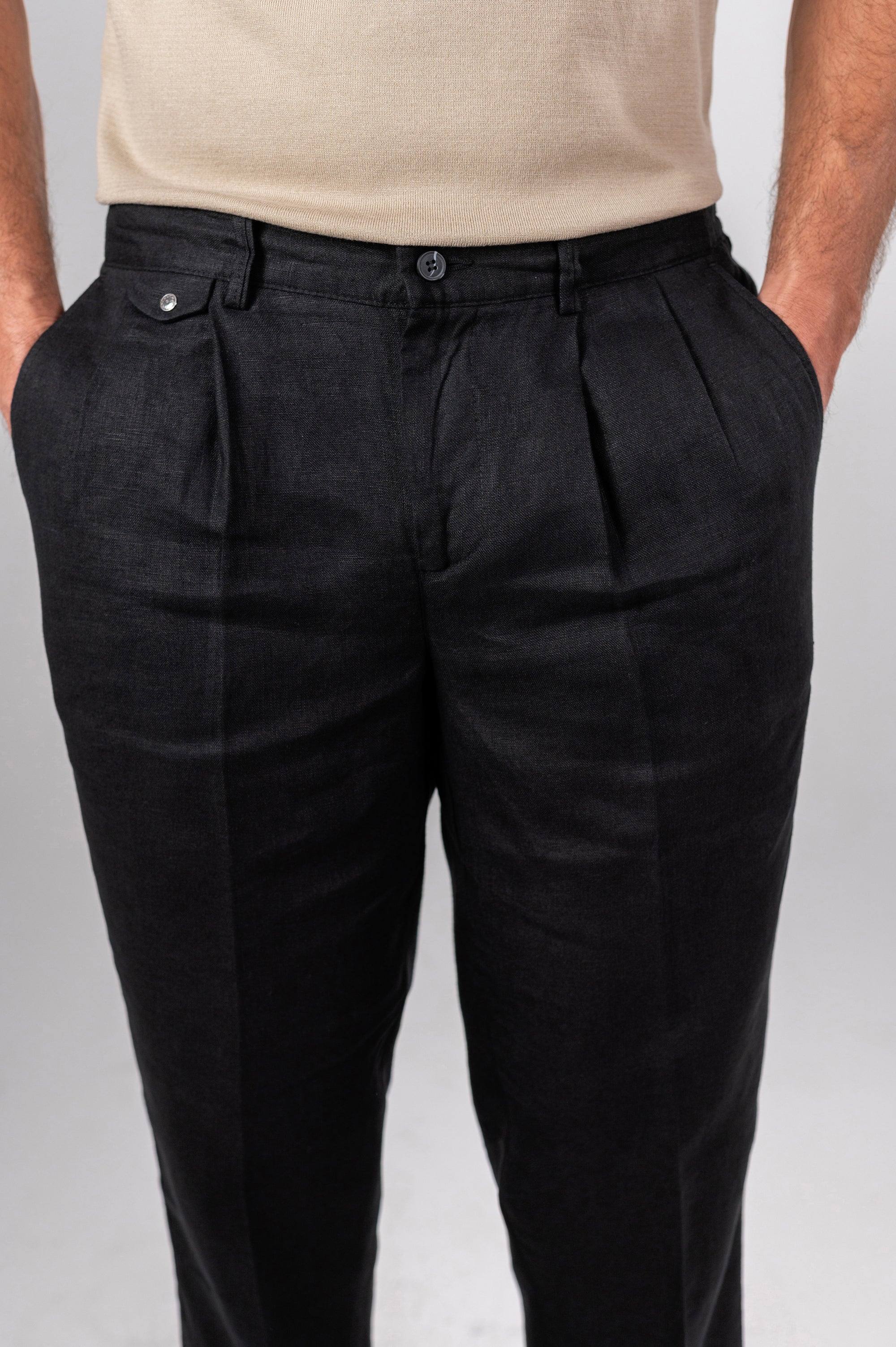 AMALFI LINEN PANTS - Black