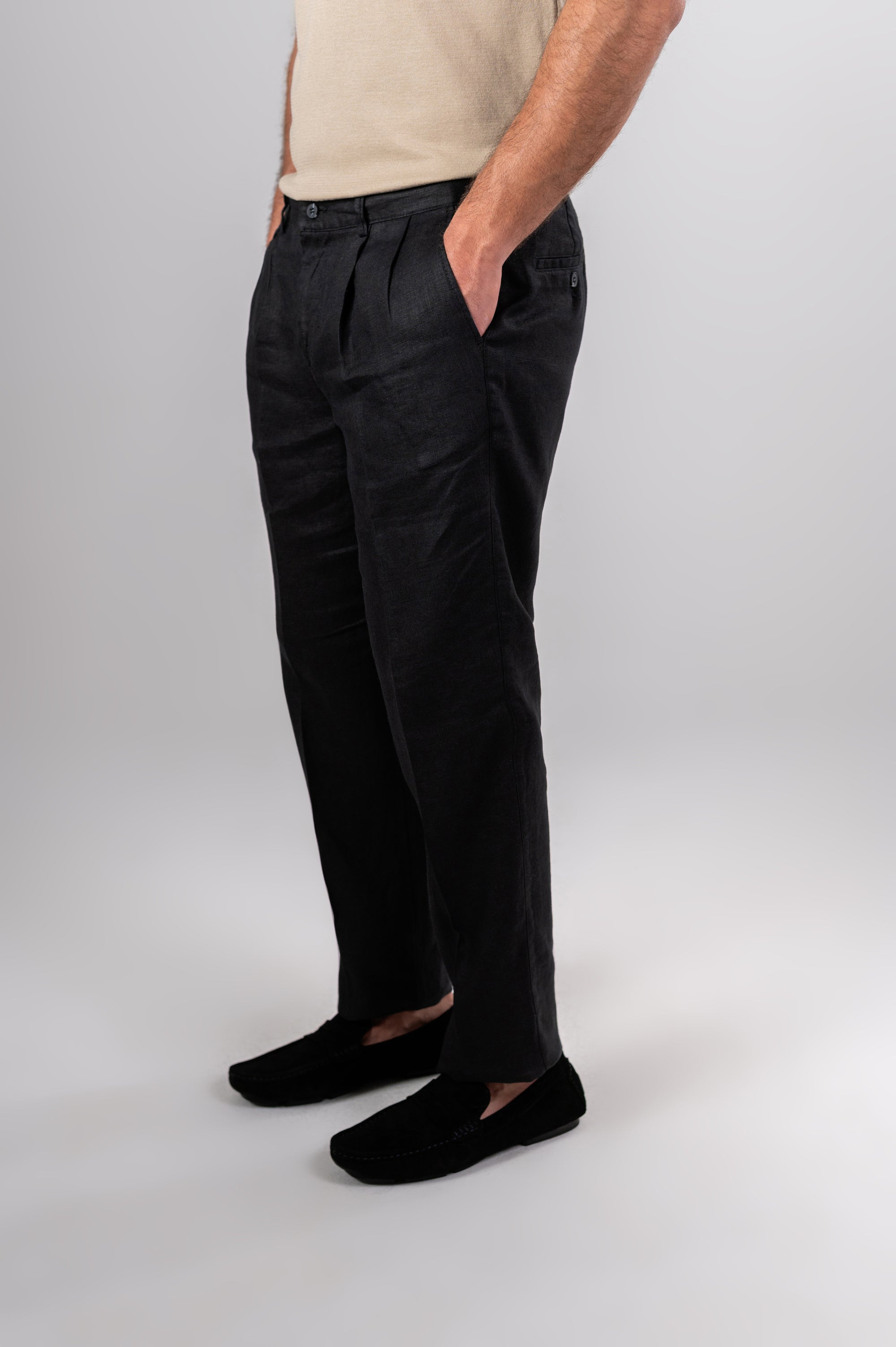 AMALFI LINEN PANTS - Black