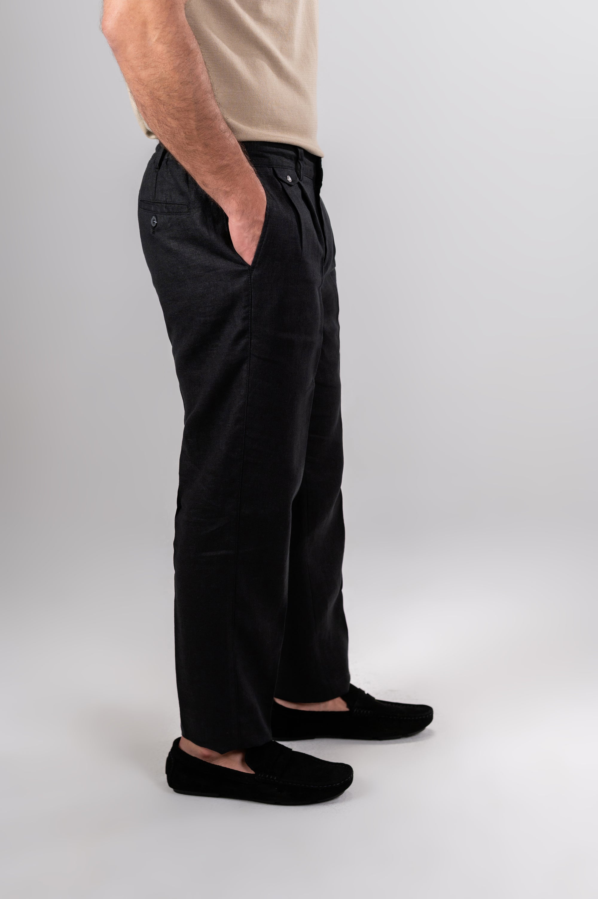AMALFI LINEN PANTS - Black