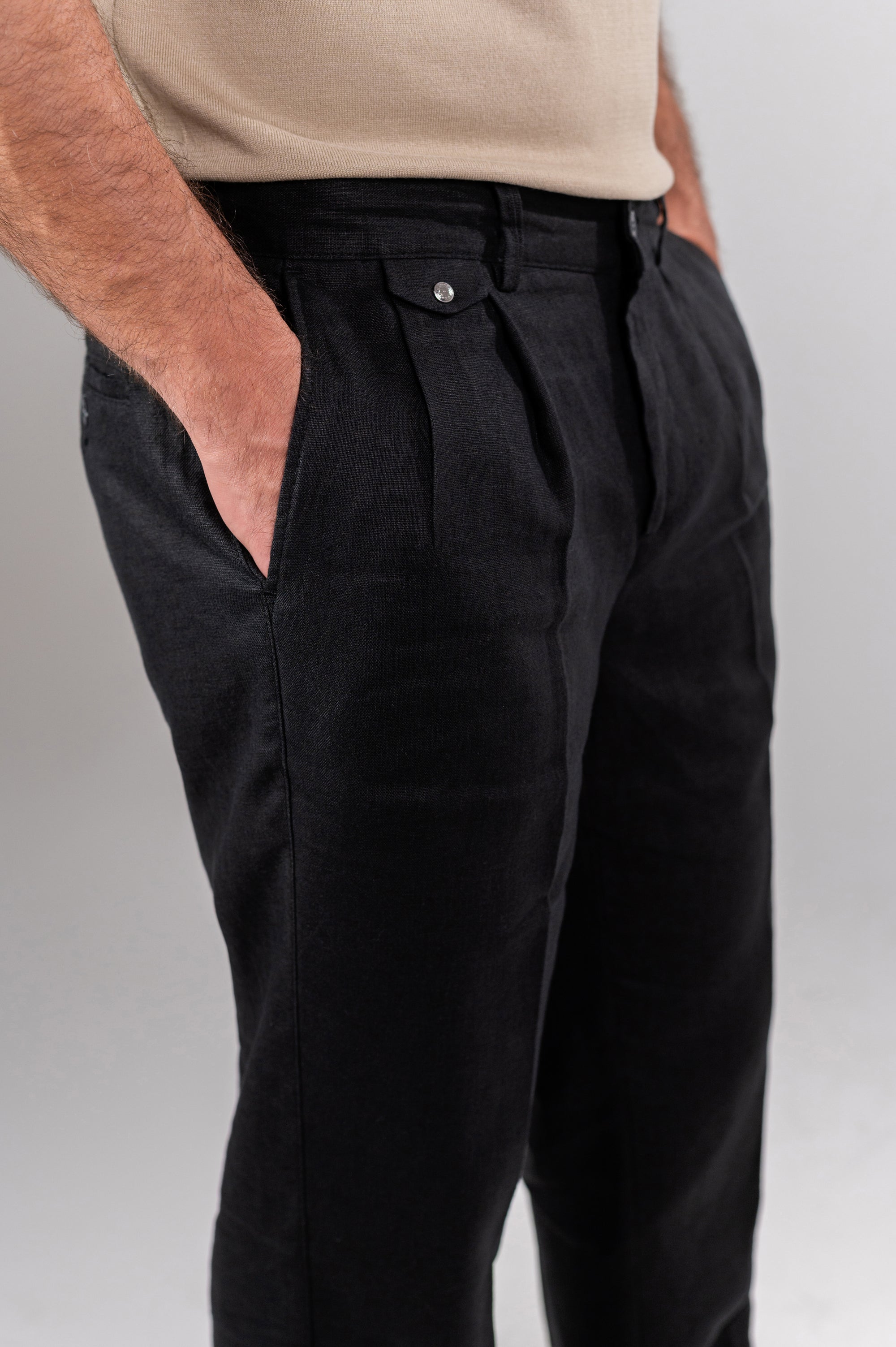 AMALFI LINEN PANTS - Black