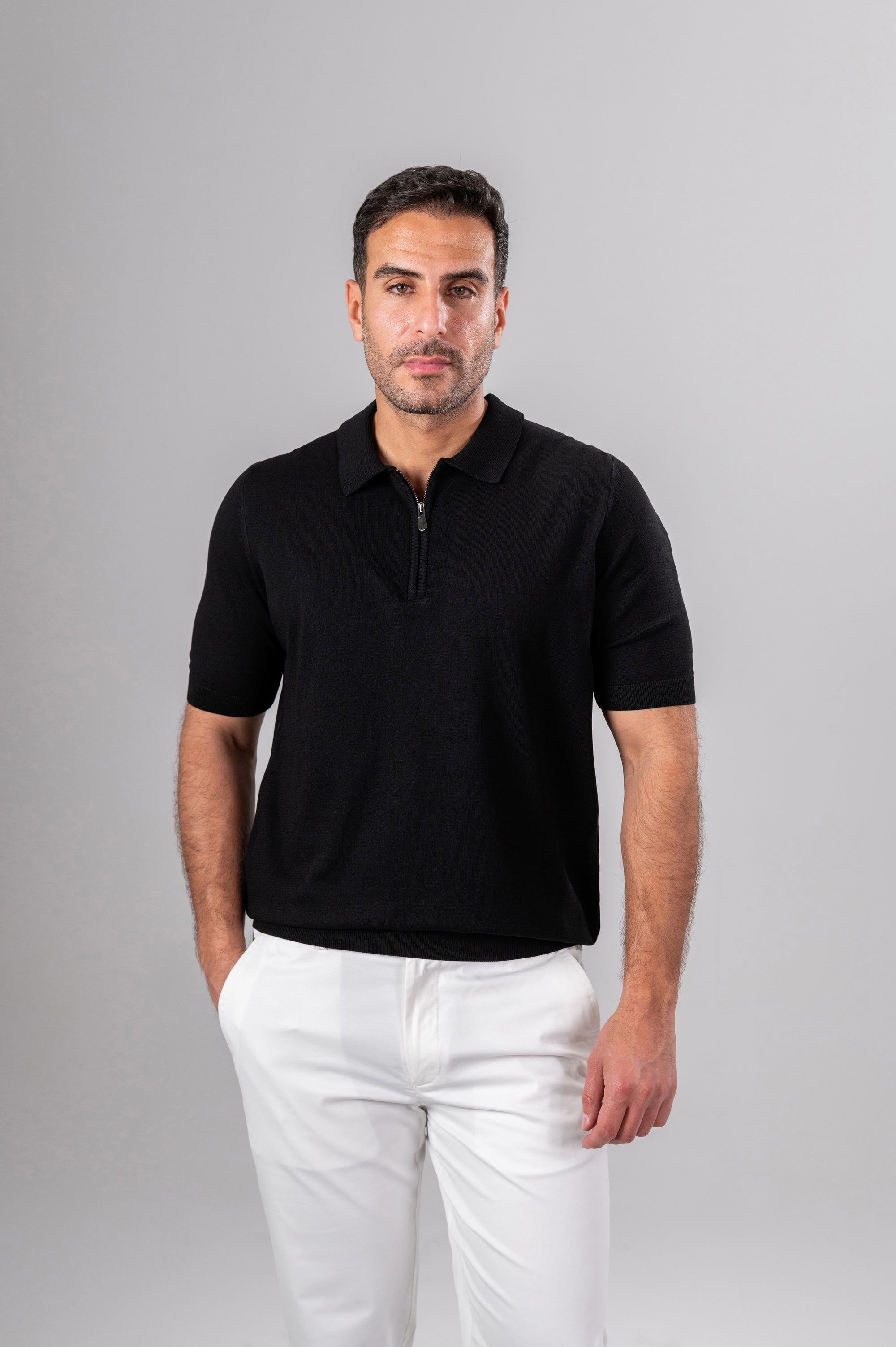 KENNY LOOSE ZIP SHIRT - Black
