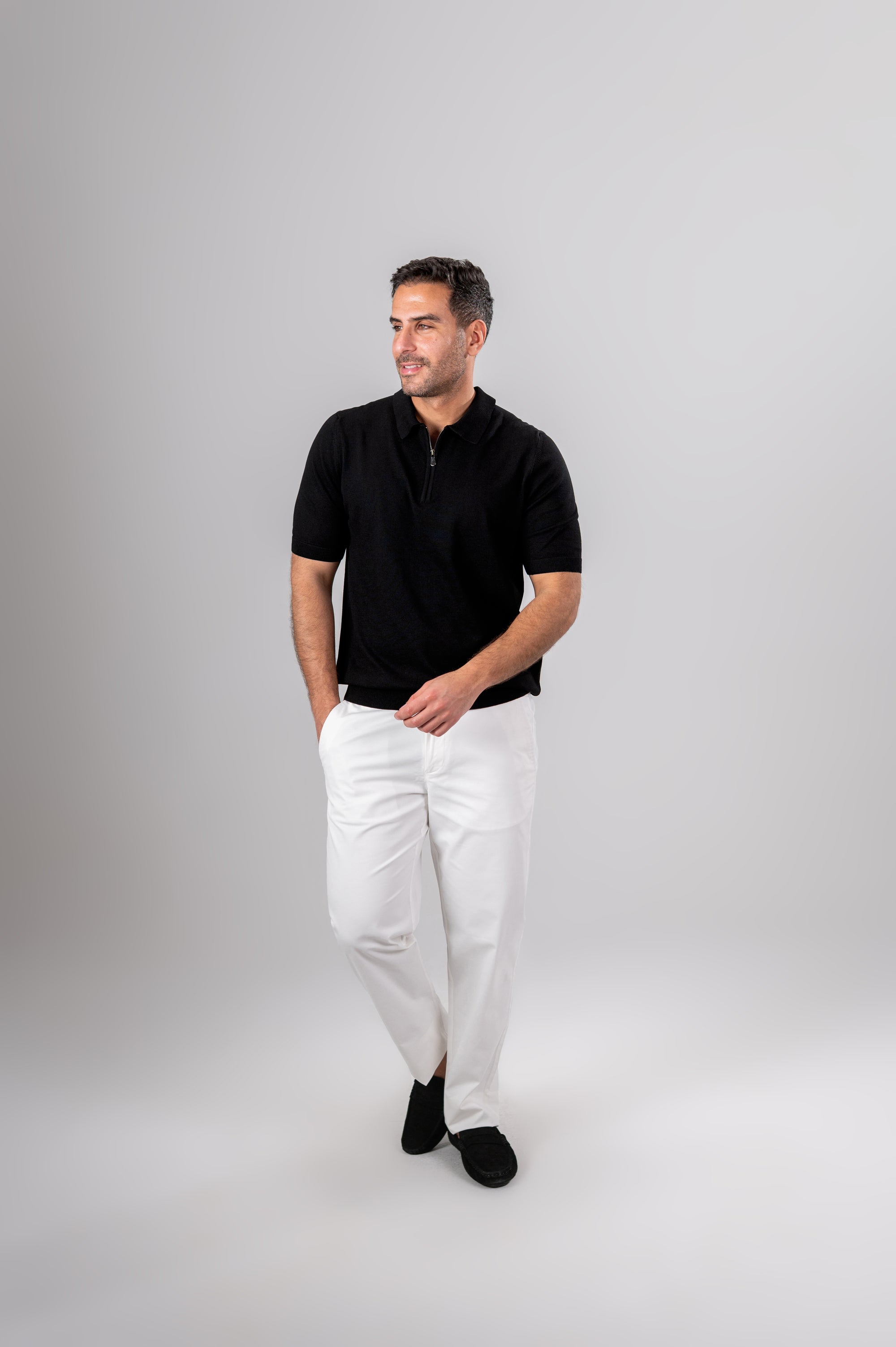 KENNY LOOSE ZIP SHIRT - Black